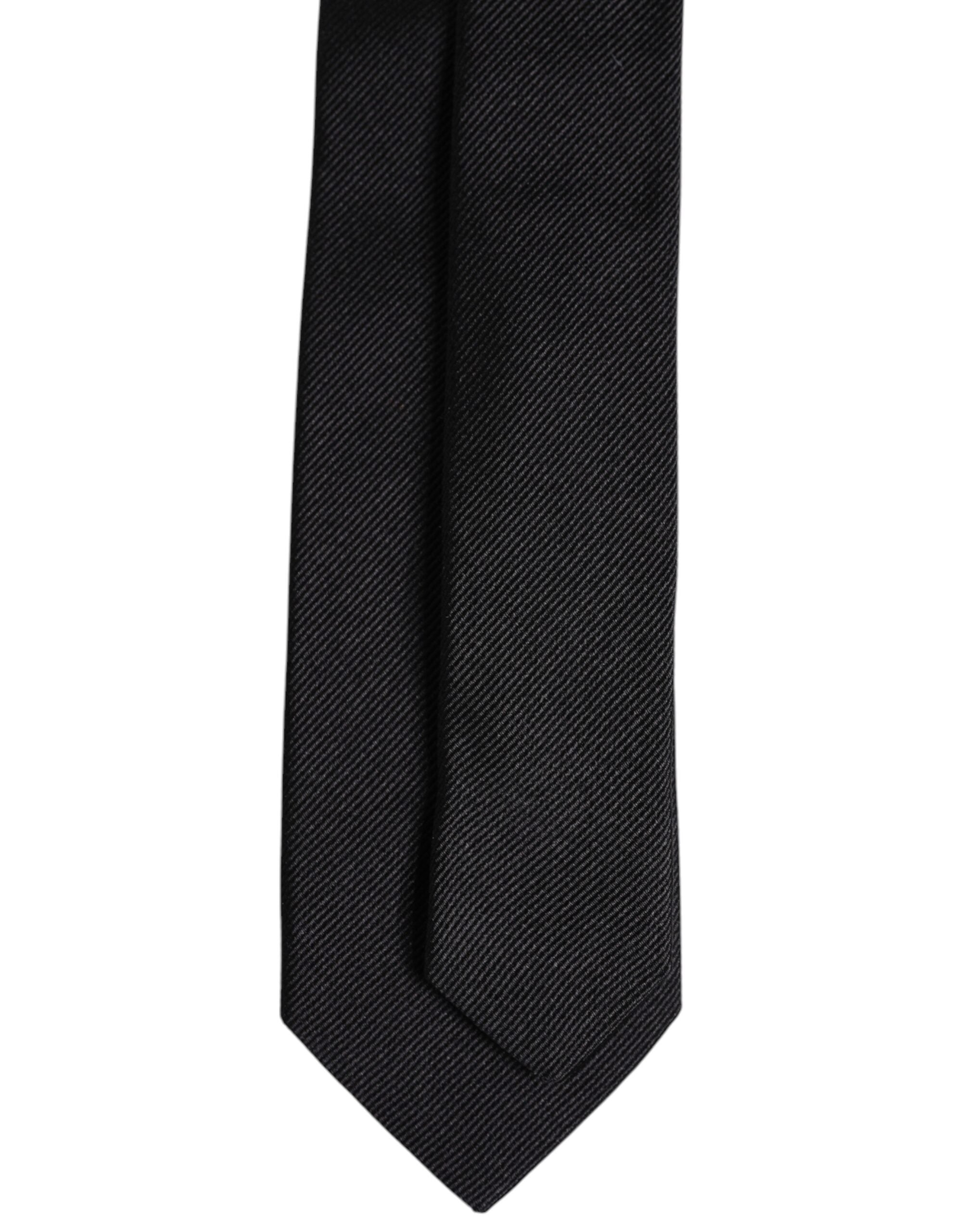 Dolce & Gabbana Black Solid Silk Adjustable NeckMen's Men's Tie (Pre-Owned)