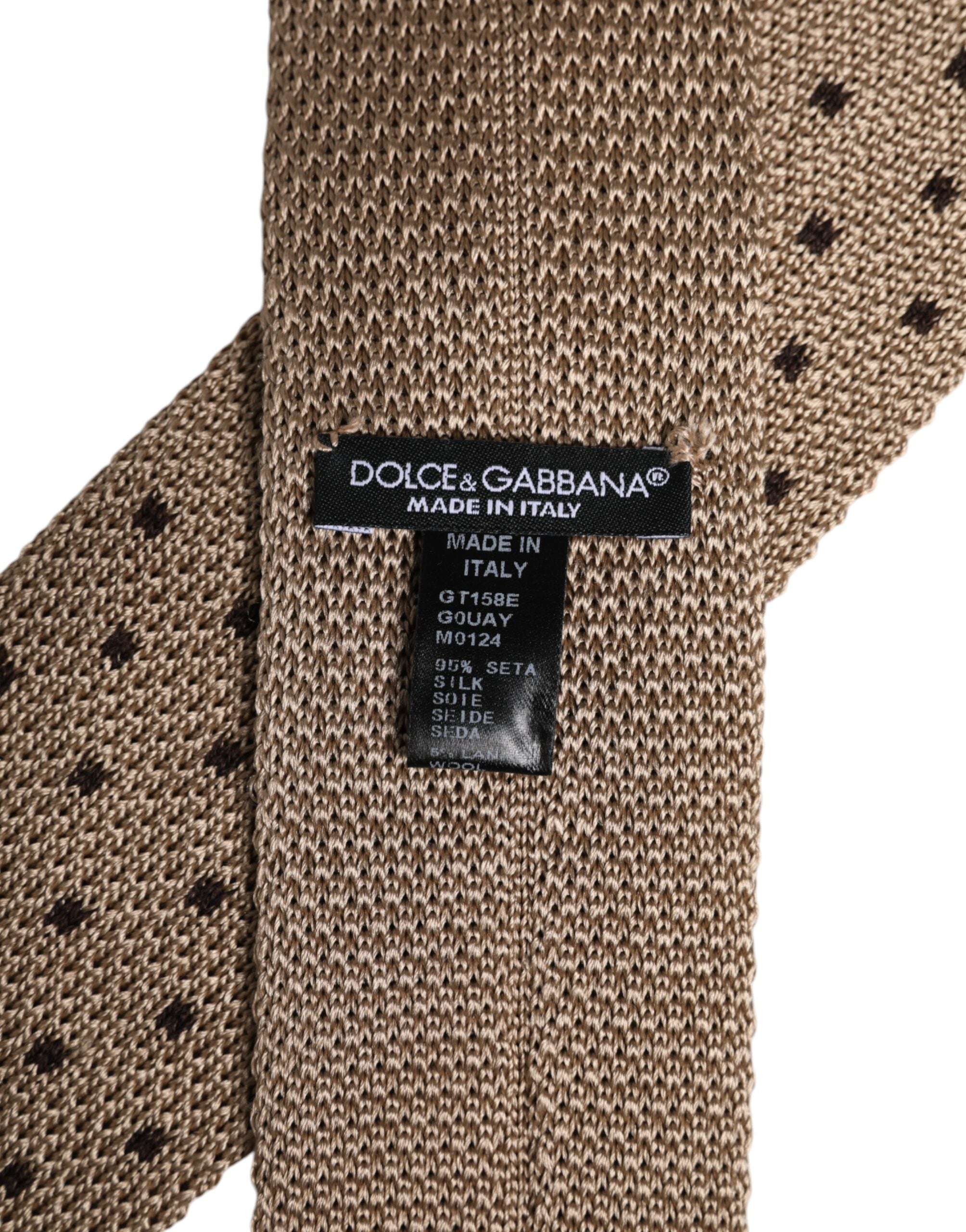Dolce & Gabbana Beige Polka Dot Silk Adjustable NeckMen's Men's Tie