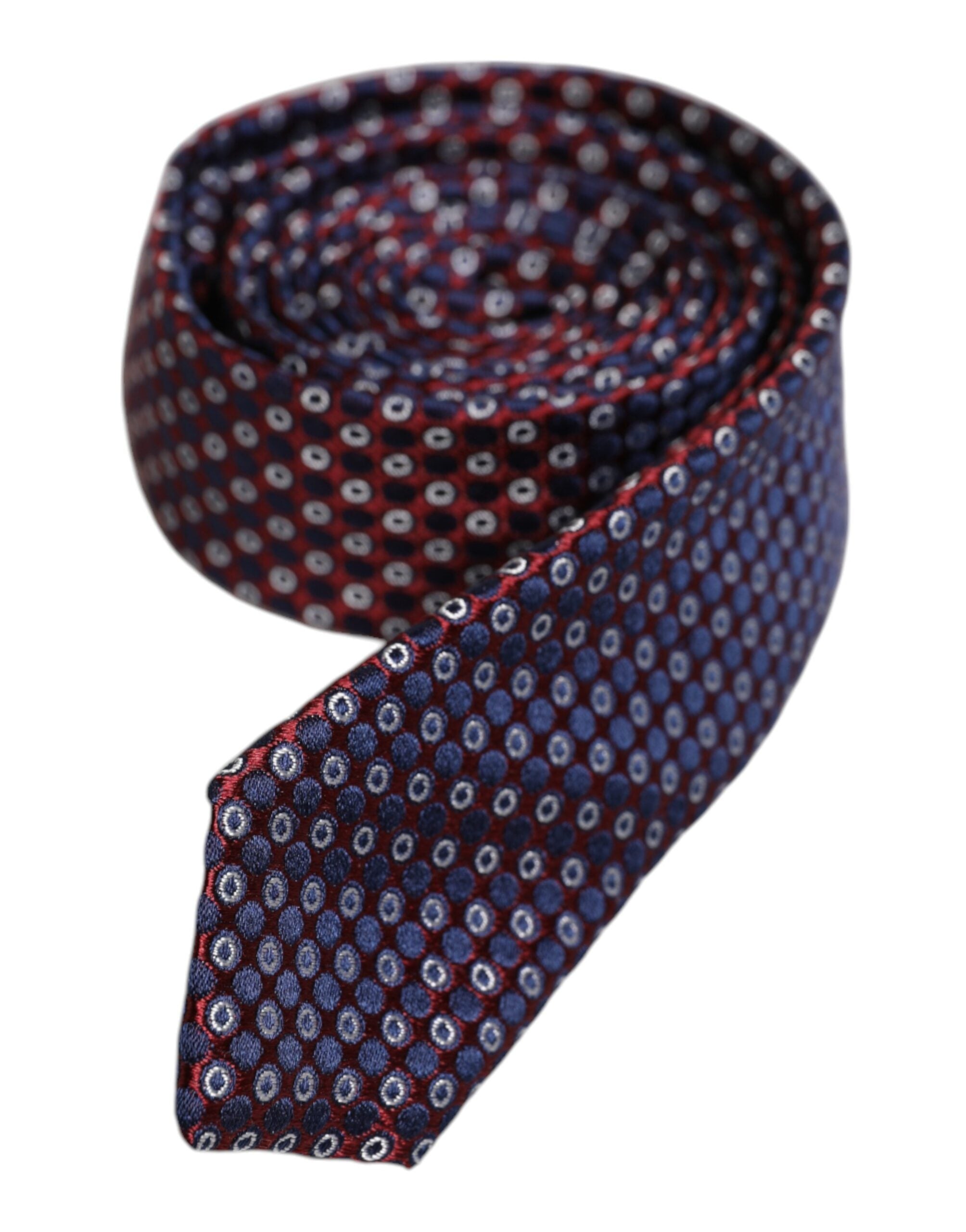 Dolce & Gabbana Red Blue Circles Silk Adjustable NeckMen's Men's Tie (Pre-Owned)