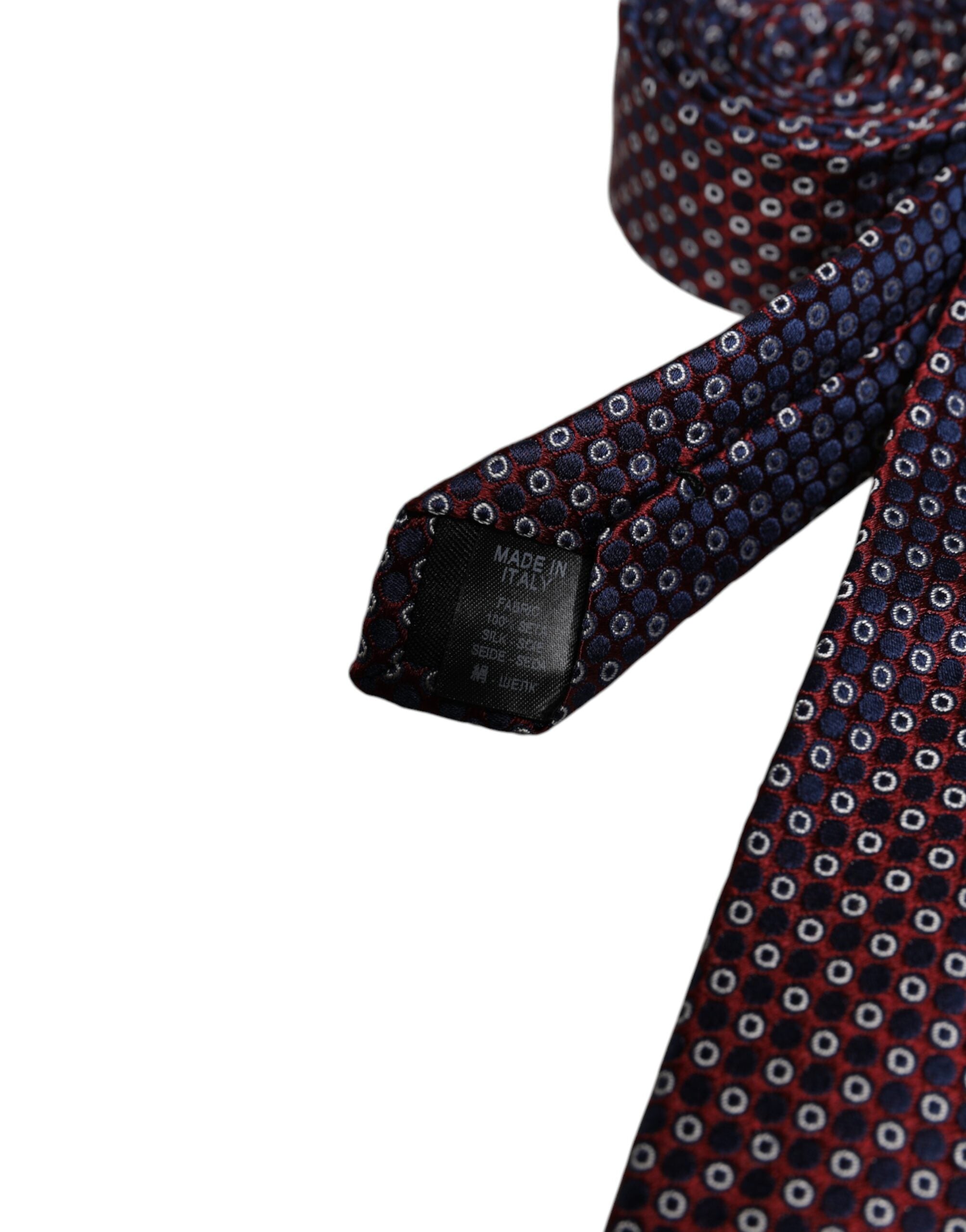 Dolce & Gabbana Red Blue Circles Silk Adjustable NeckMen's Men's Tie (Pre-Owned)