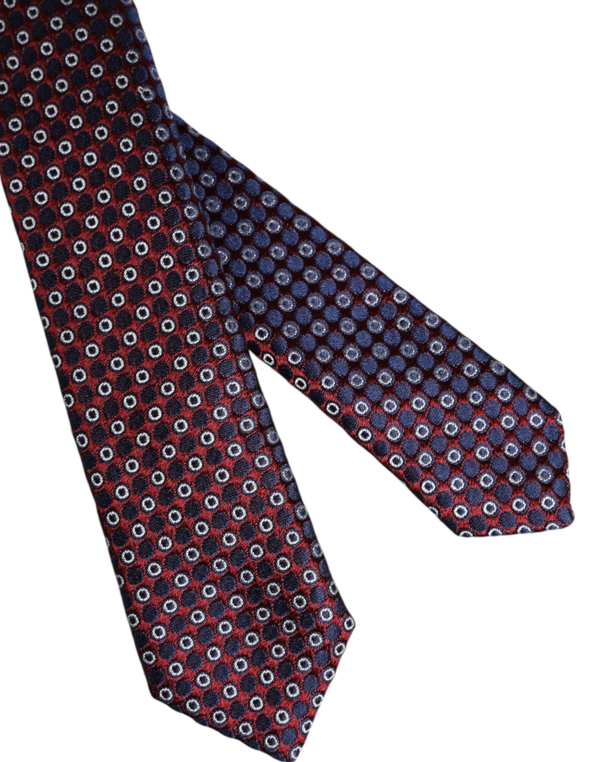 Dolce & Gabbana Red Blue Circles Silk Adjustable NeckMen's Men's Tie (Pre-Owned)