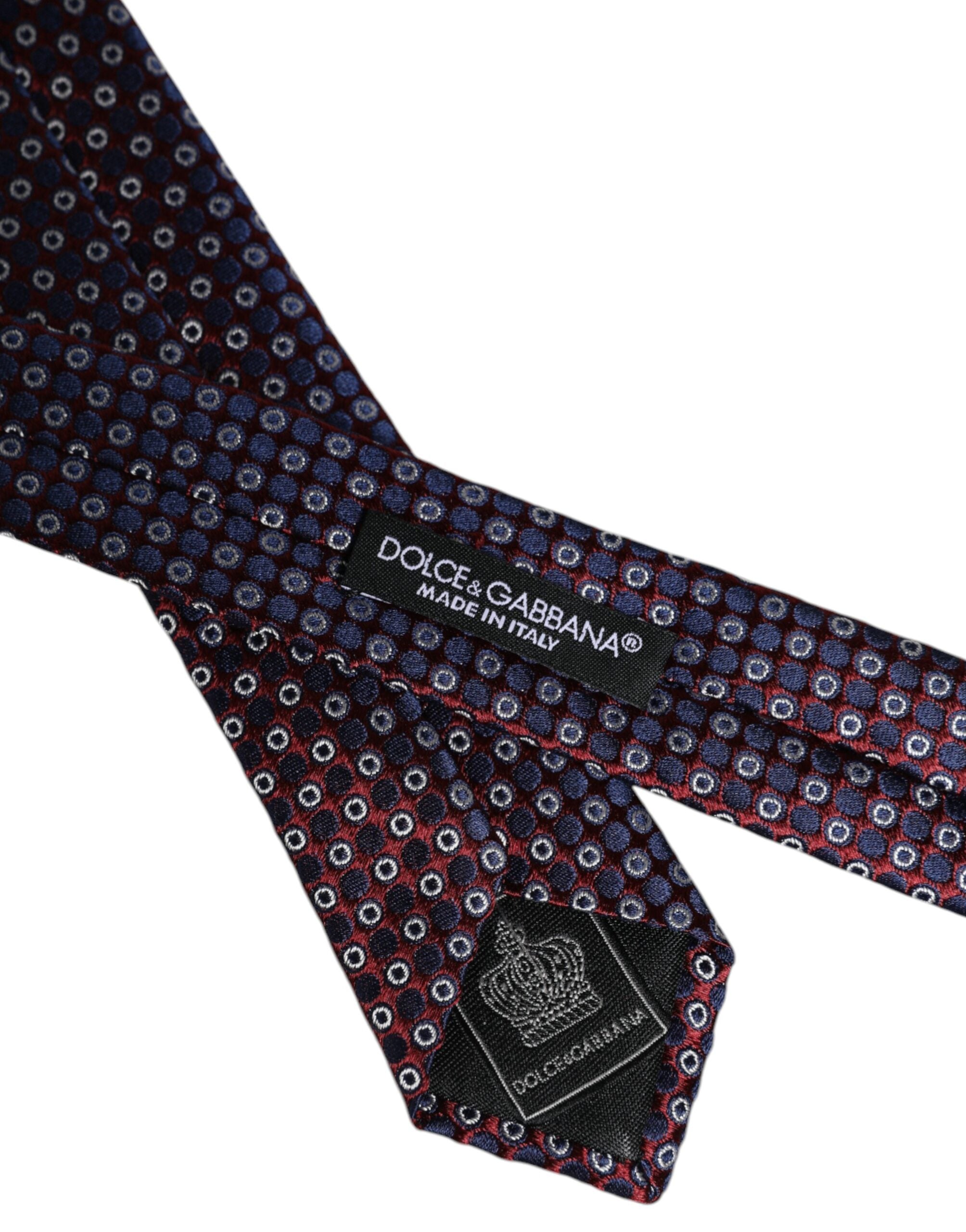 Dolce & Gabbana Red Blue Circles Silk Adjustable NeckMen's Men's Tie (Pre-Owned)