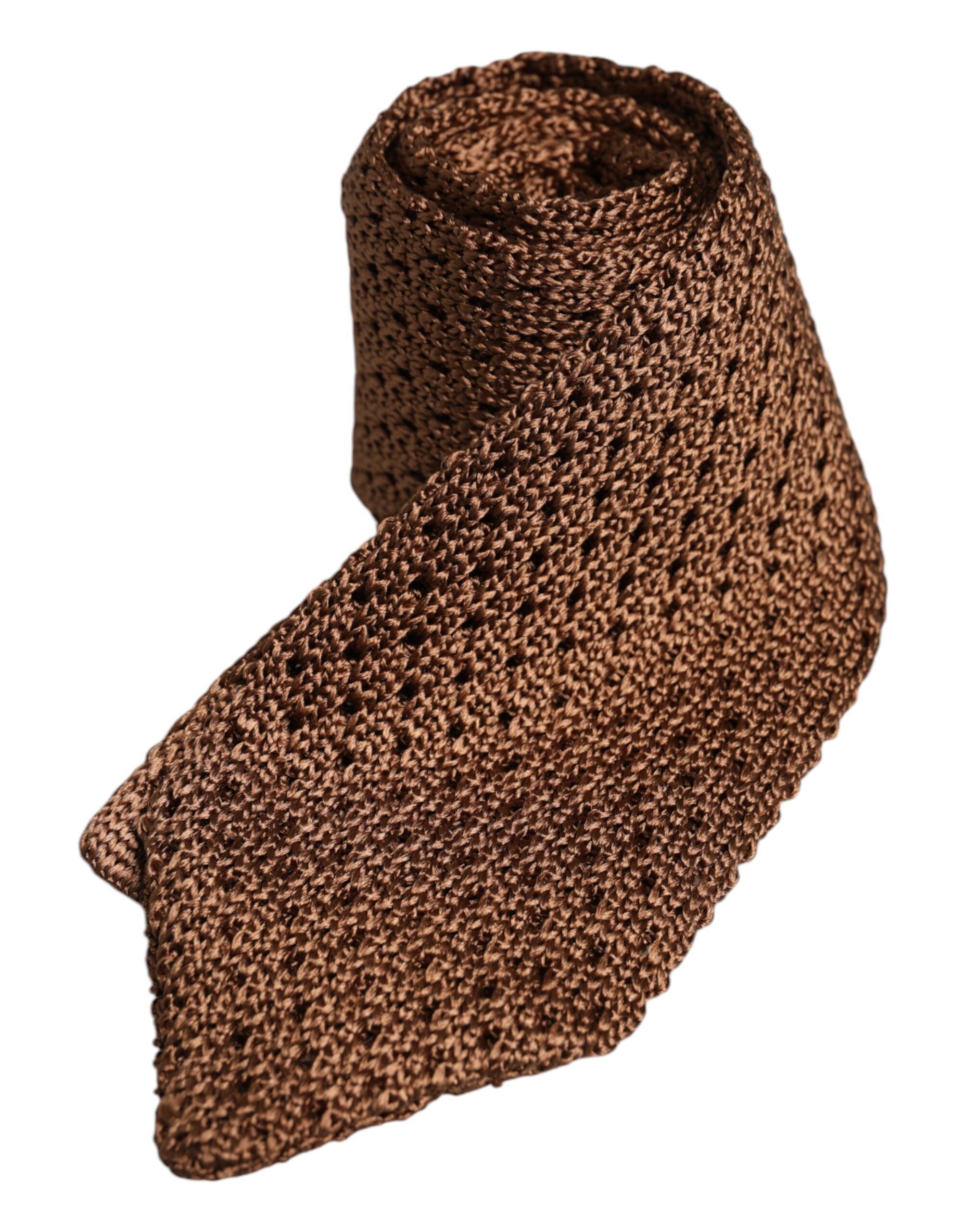 Dolce & Gabbana Brown Knitted Silk Adjustable NeckMen's Men's Tie