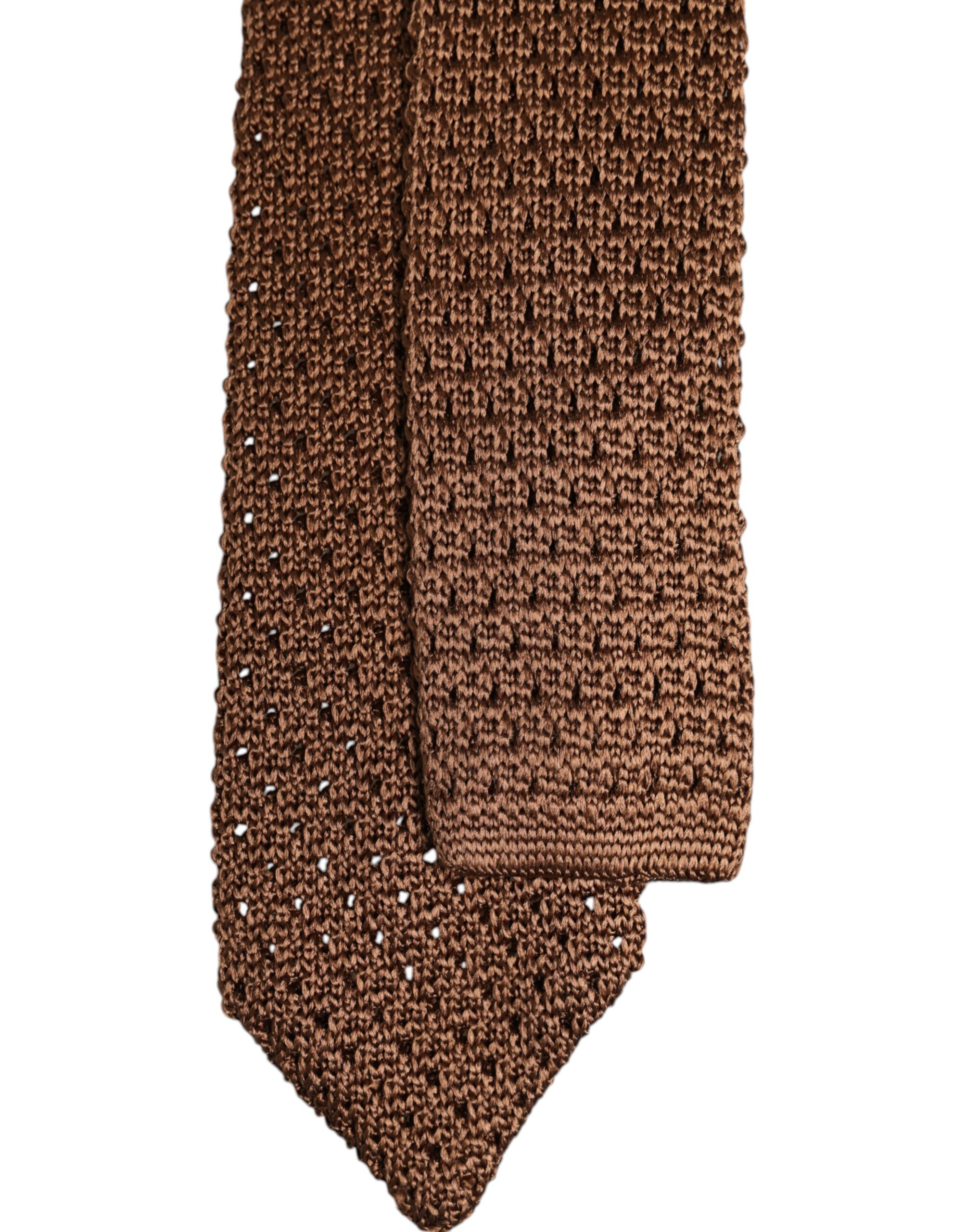 Dolce & Gabbana Brown Knitted Silk Adjustable NeckMen's Men's Tie