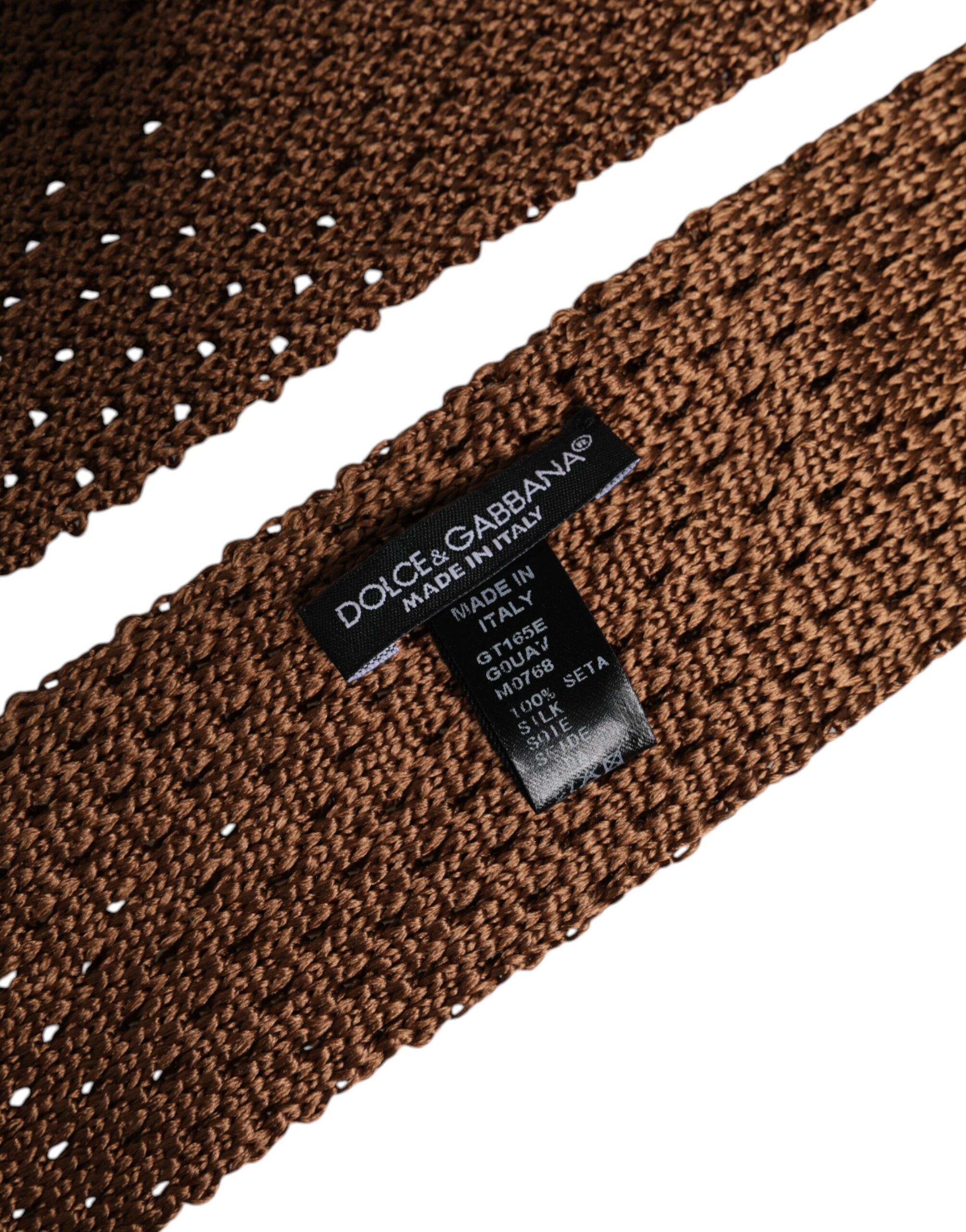 Dolce & Gabbana Brown Knitted Silk Adjustable NeckMen's Men's Tie