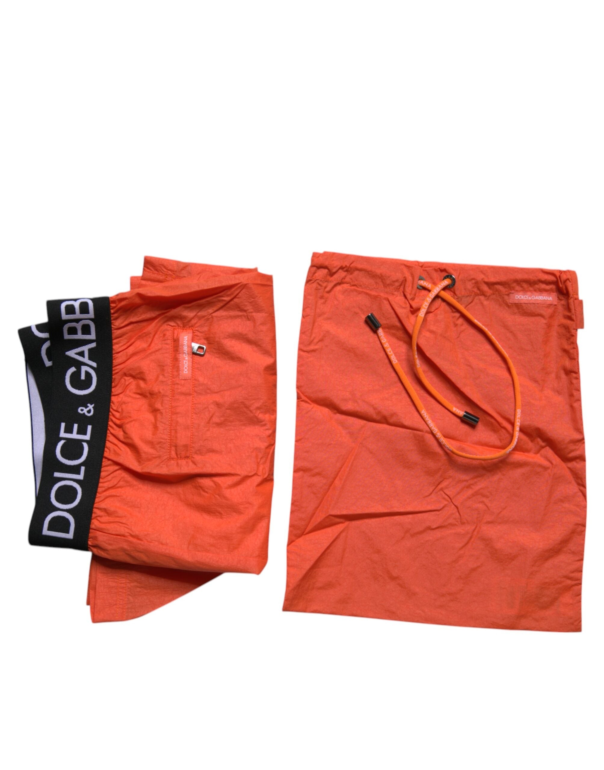 Dolce & Gabbana Orange Logo Beachwear Shorts Men 2Pc Men's Swimwear