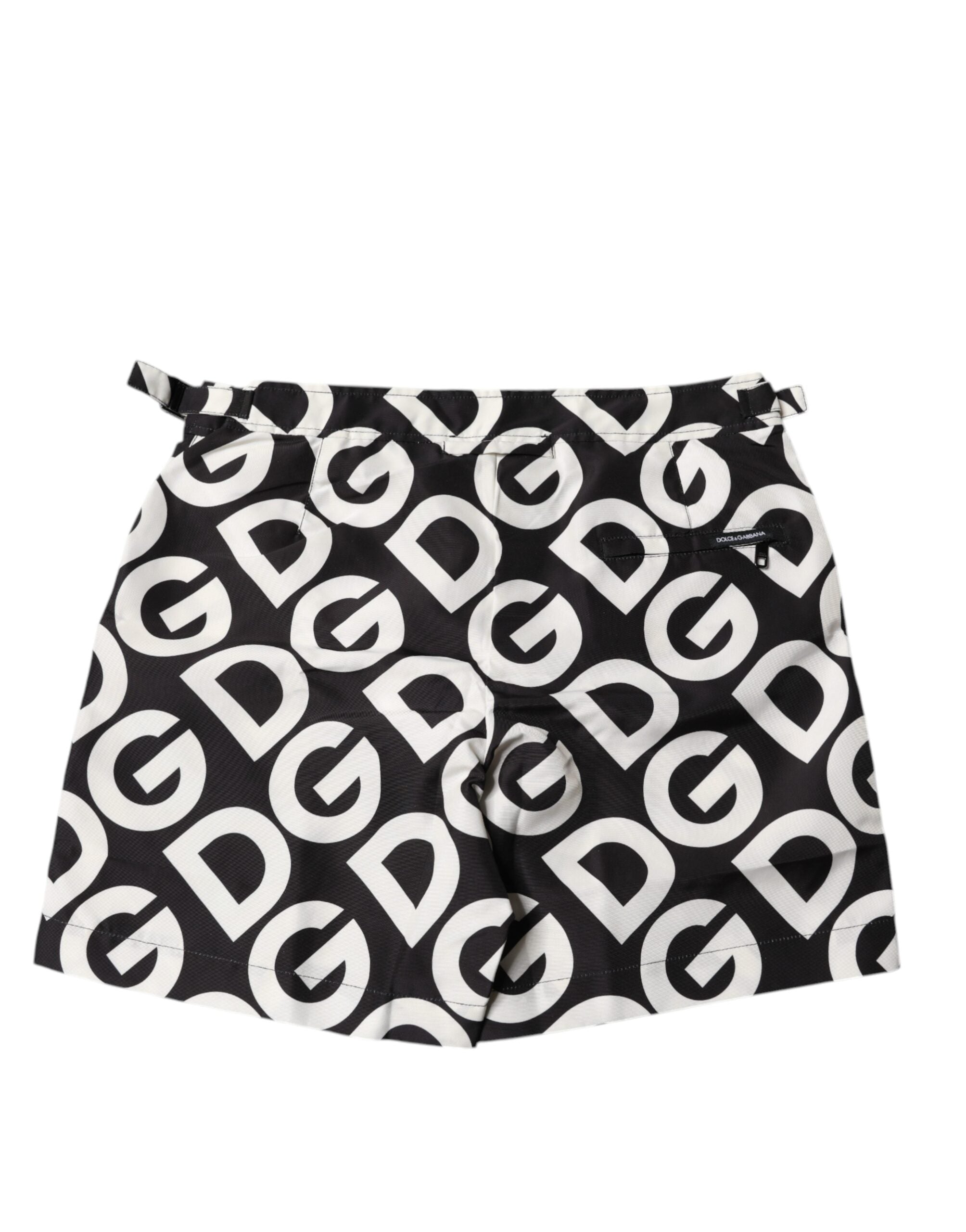 Dolce & Gabbana Black White Logo Beachwear Shorts Men's Swimwear