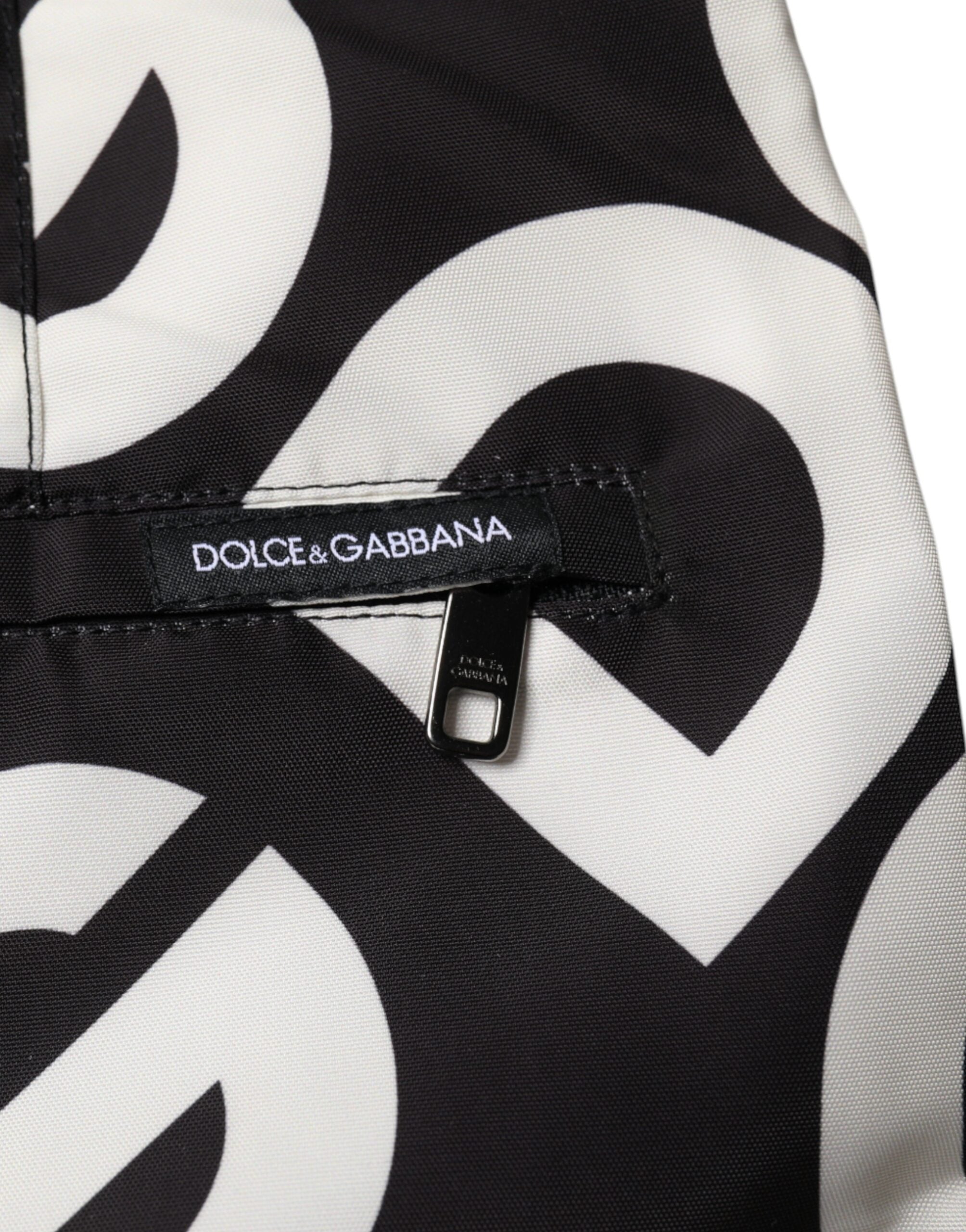 Dolce & Gabbana Black White Logo Beachwear Shorts Men's Swimwear