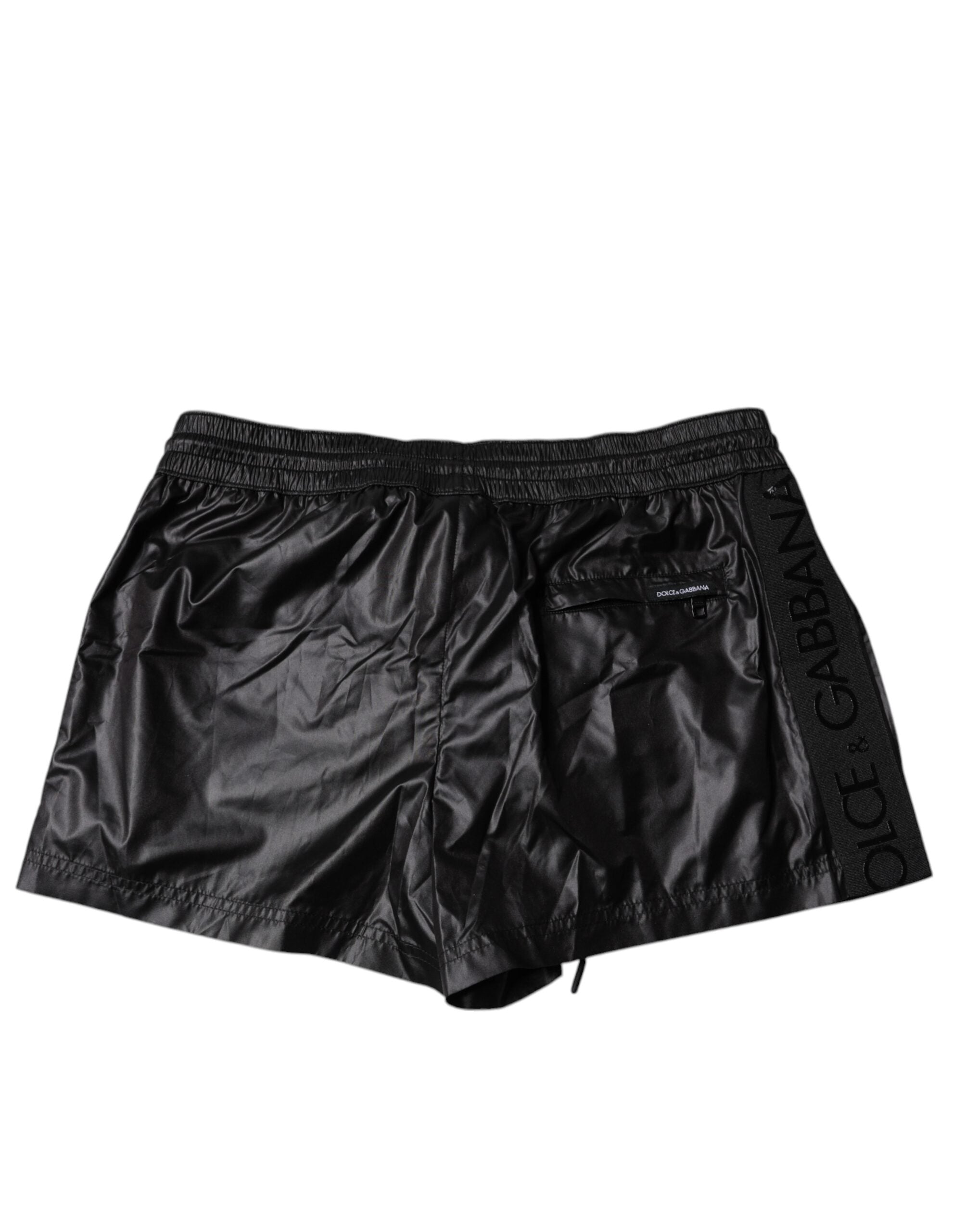 Dolce & Gabbana Black Polyester Beachwear Shorts Men's Swimwear
