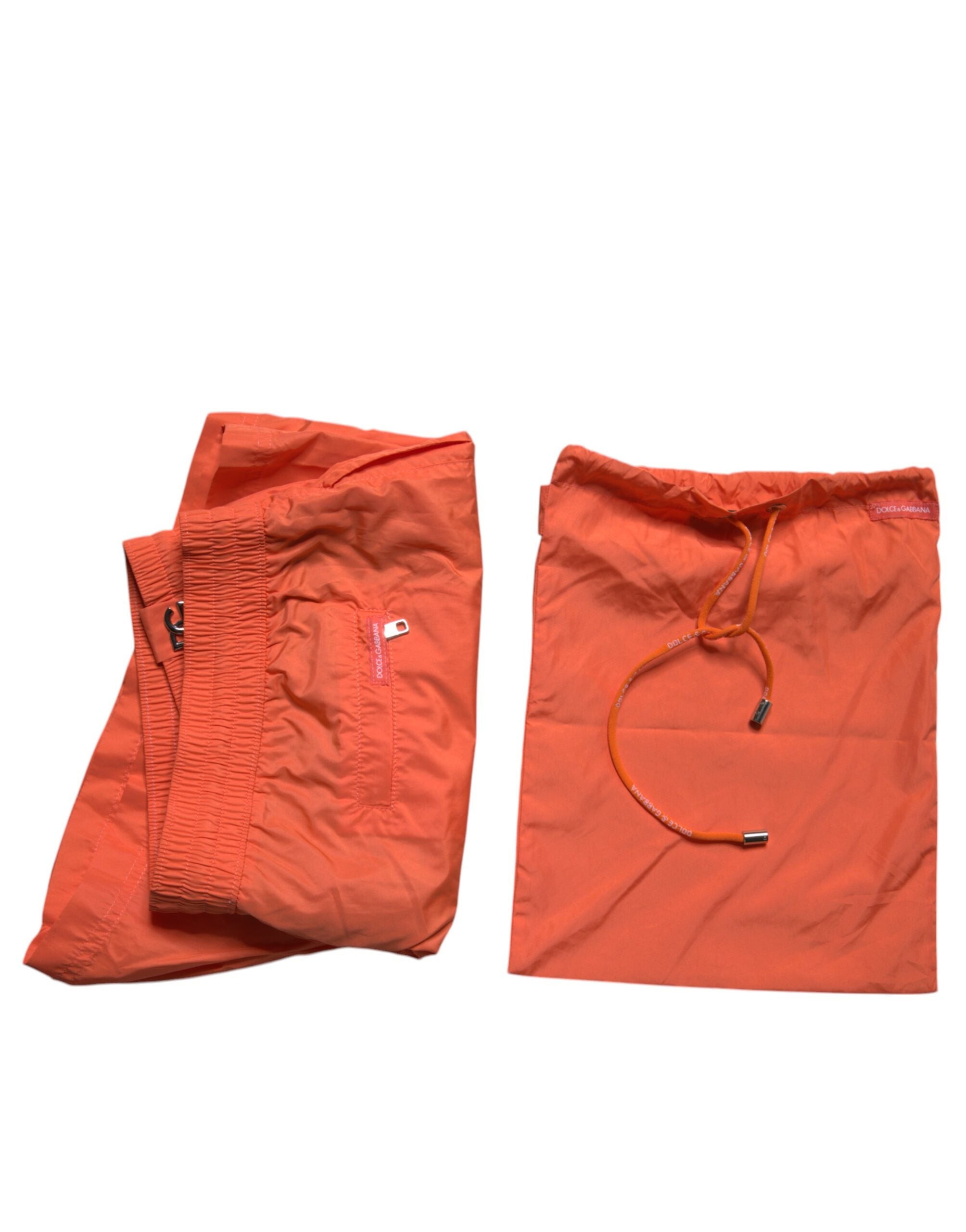 Dolce & Gabbana Orange Polyester Beachwear Shorts 2Pc Men's Swimwear