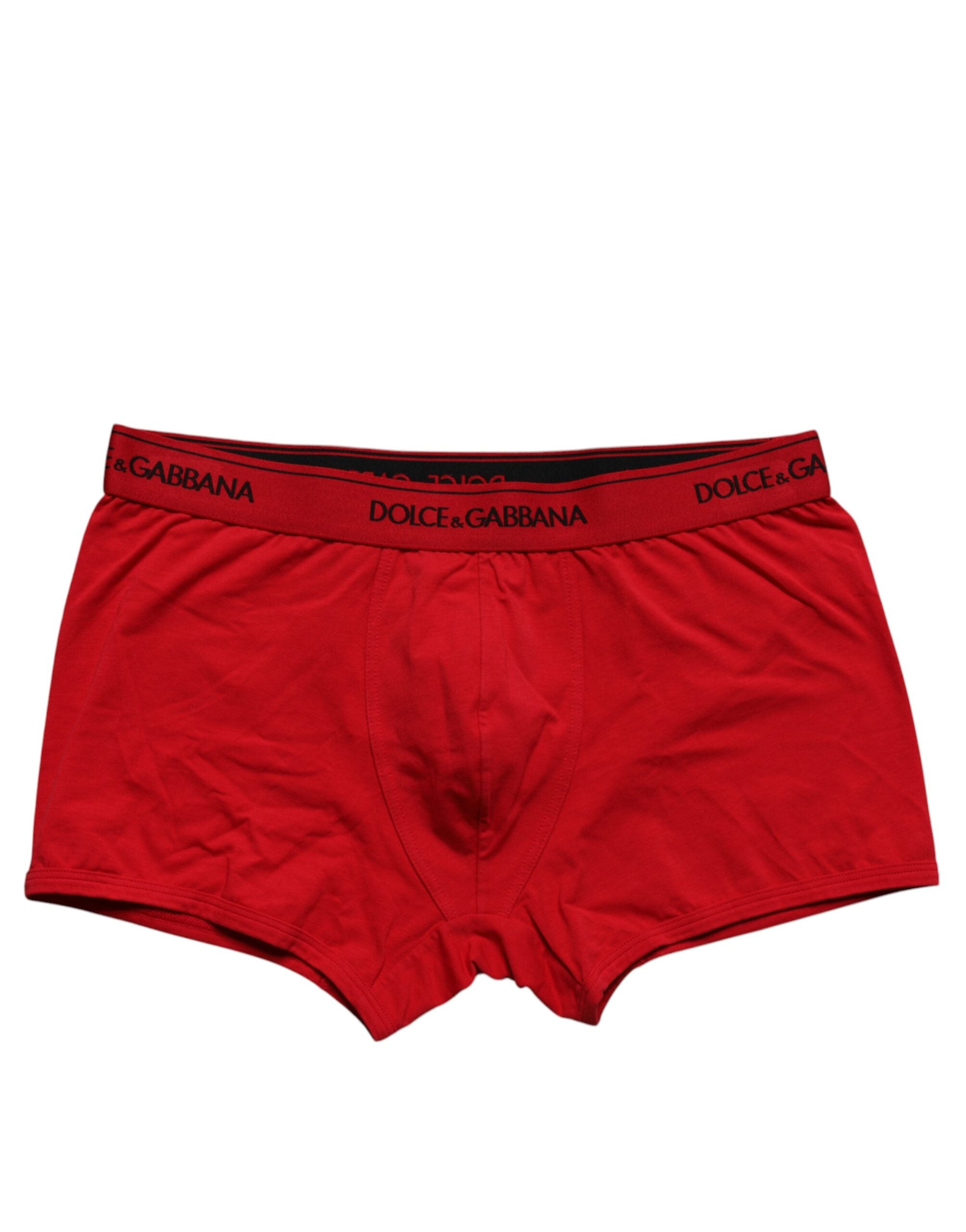 Dolce & Gabbana Red Cotton Stretch Men Regular Boxer Men's Underwear (Pre-Owned)