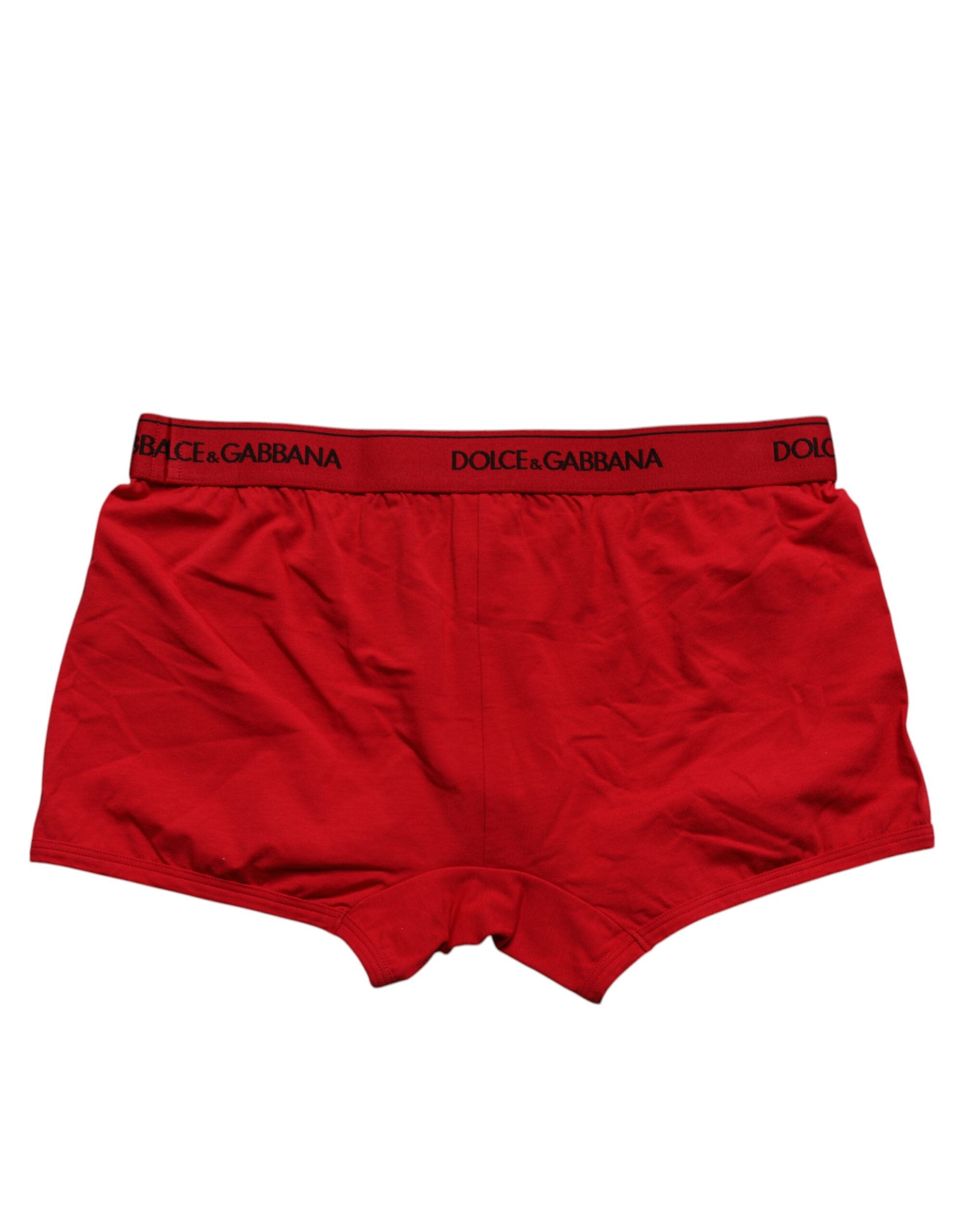 Dolce & Gabbana Red Cotton Stretch Men Regular Boxer Men's Underwear (Pre-Owned)