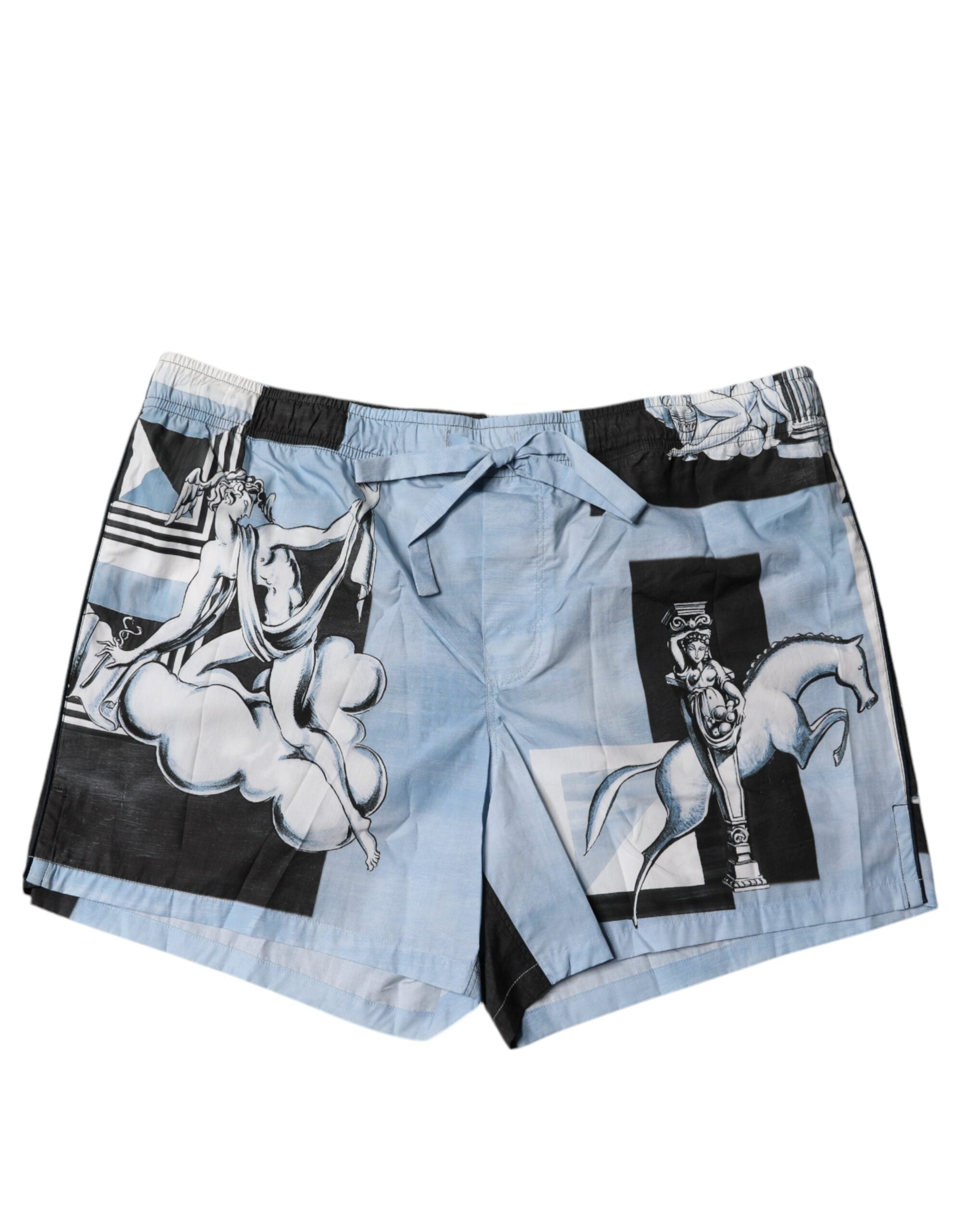 Dolce & Gabbana Blue Statue Print Cotton Mens Men's Shorts