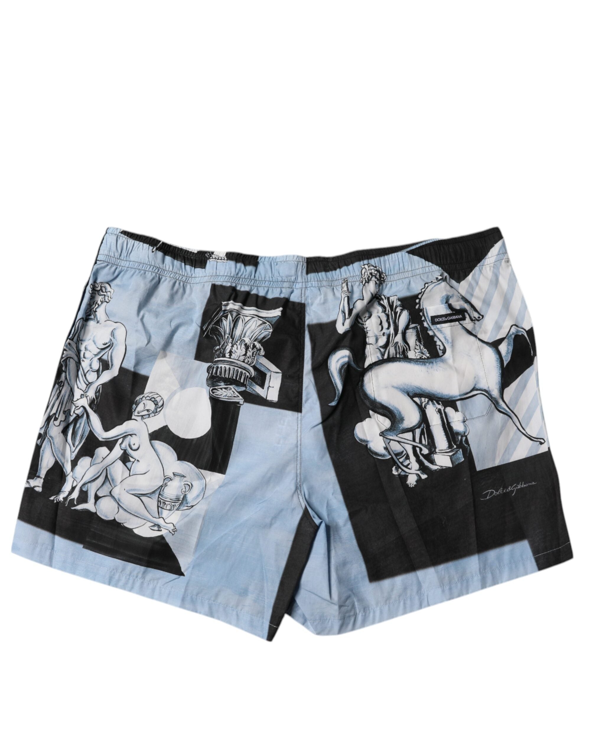 Dolce & Gabbana Blue Statue Print Cotton Mens Men's Shorts