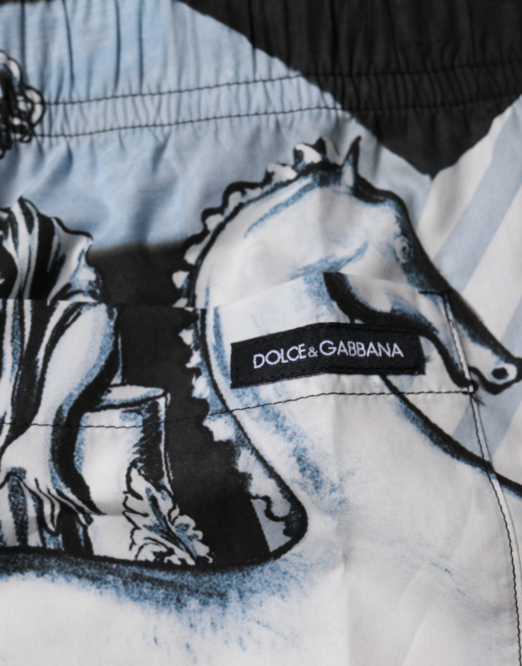 Dolce & Gabbana Blue Statue Print Cotton Mens Men's Shorts