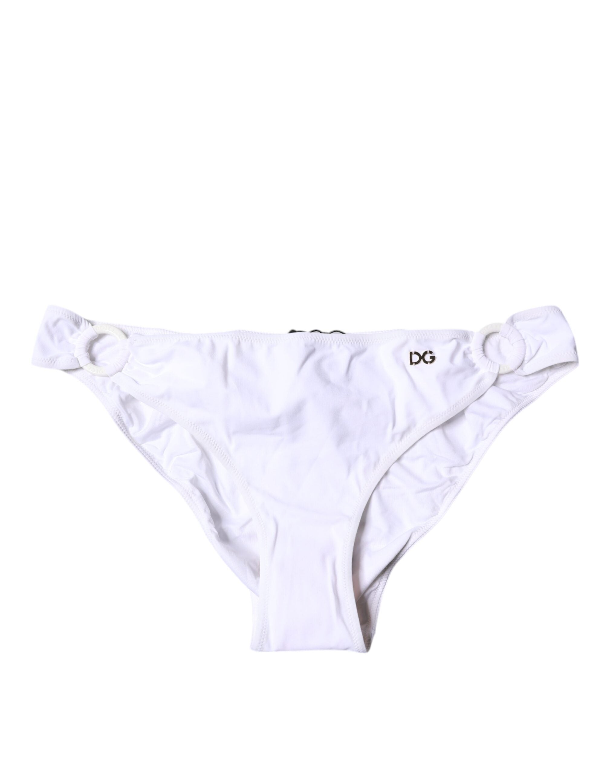Dolce & Gabbana White Nylon Beachwear Bikini Bottom Women's Swimwear