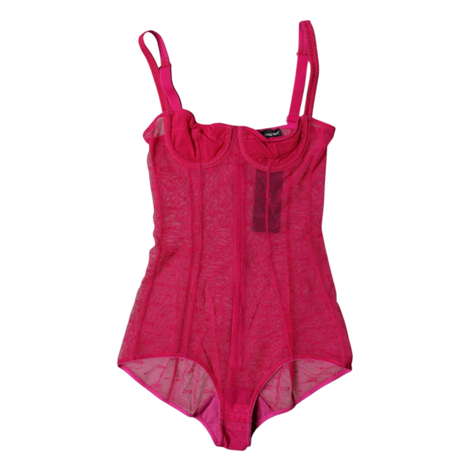 Dolce & Gabbana Fuchsia Tulle Balconette Bra Bodysuit Women's Underwear