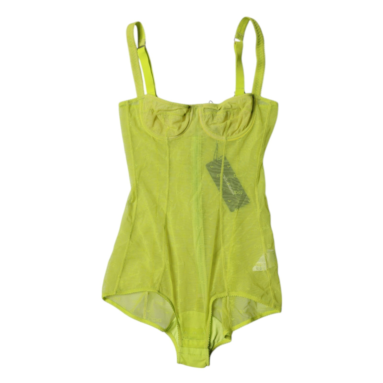 Dolce & Gabbana Green Tulle Balconette Bra Bodysuit Women's Underwear