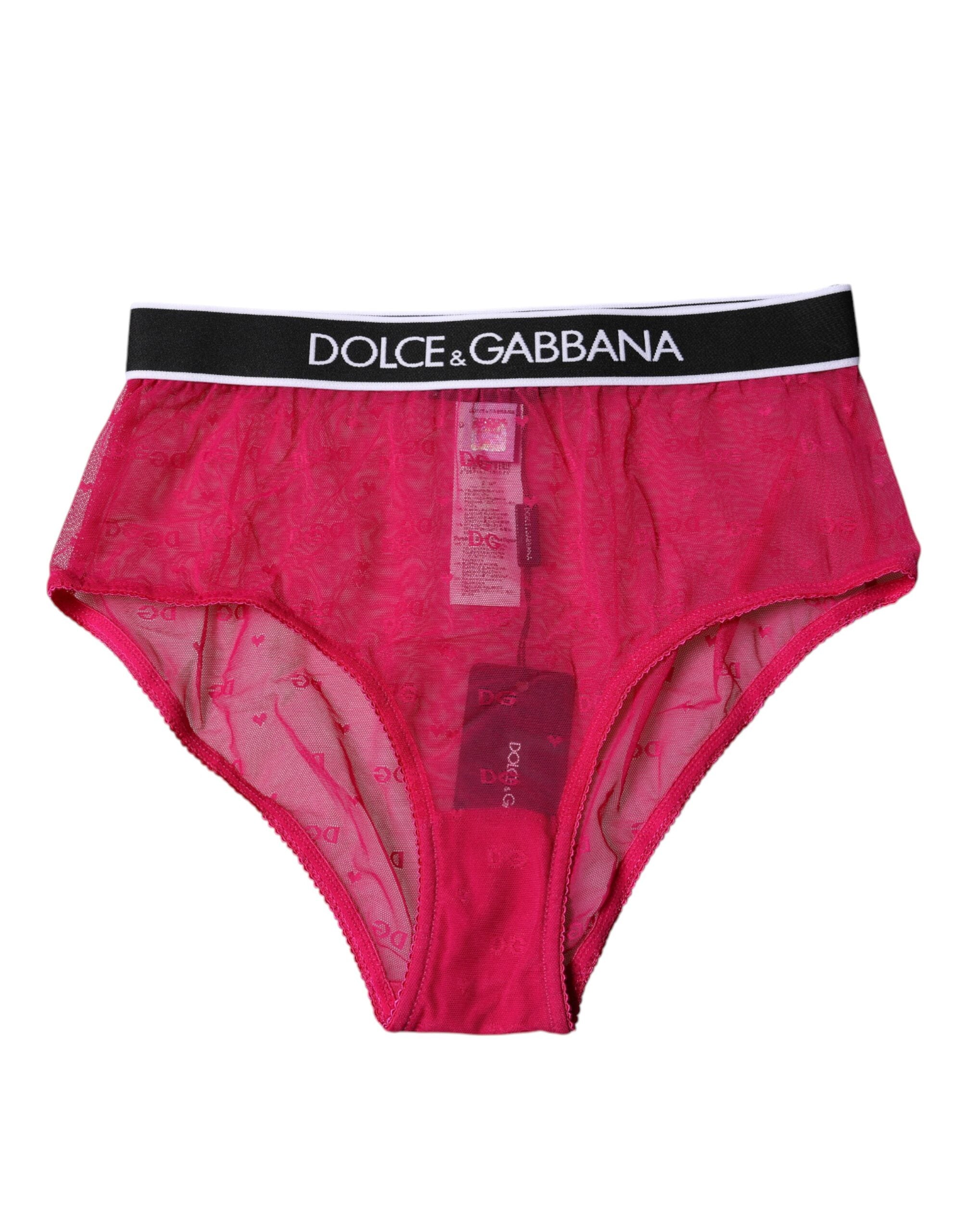 Dolce & Gabbana Fuchsia Tulle Nylon Mid Waist Panty Women's Underwear