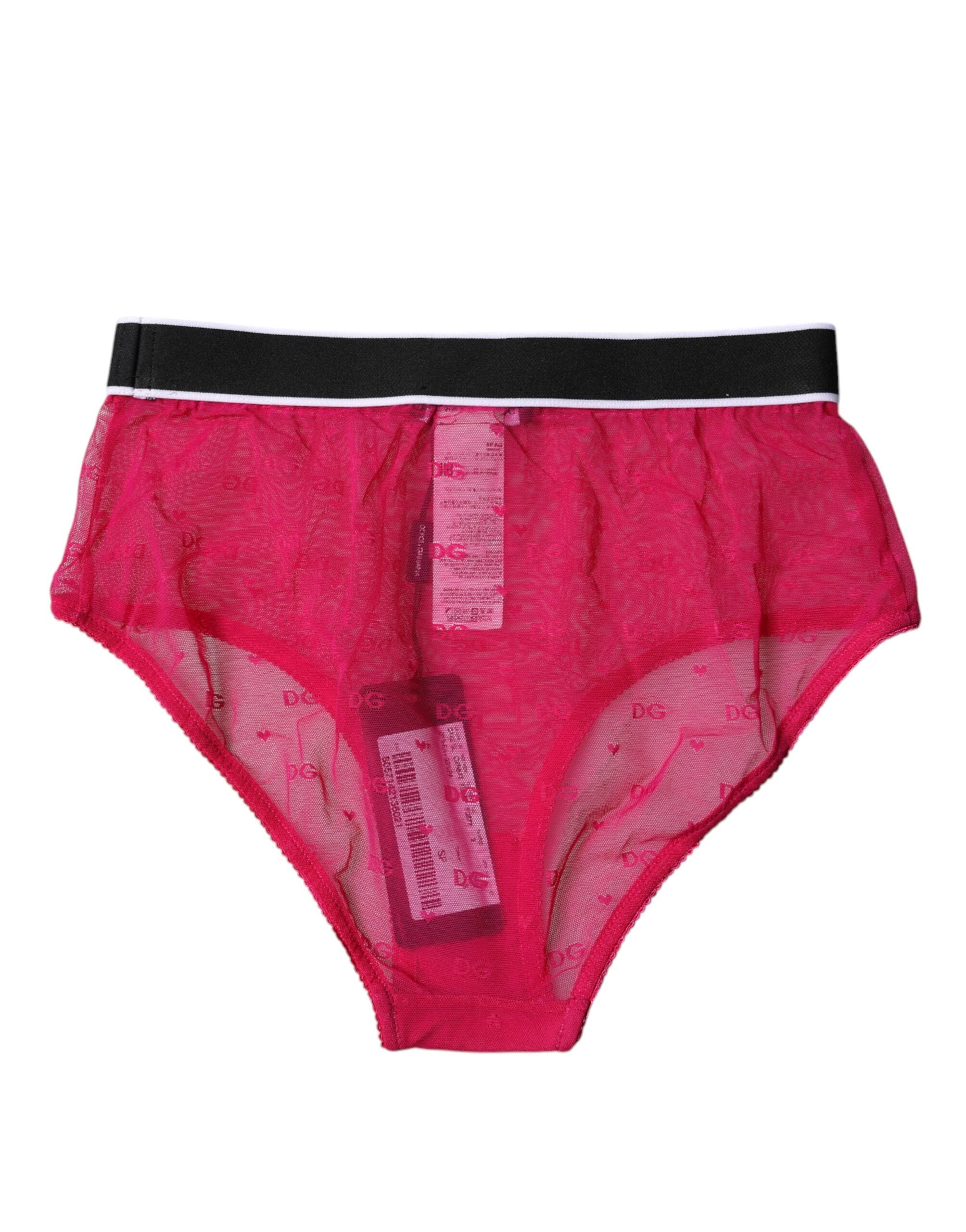 Dolce & Gabbana Fuchsia Tulle Nylon Mid Waist Panty Women's Underwear