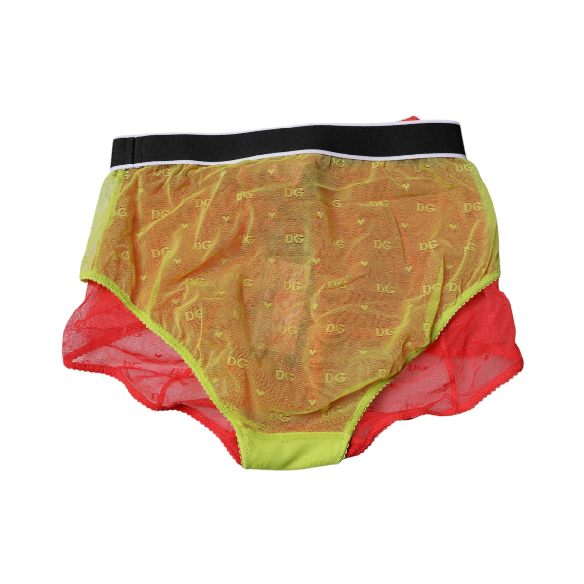Dolce & Gabbana Red Yellow Tulle Mid Waist Panty Women's Underwear