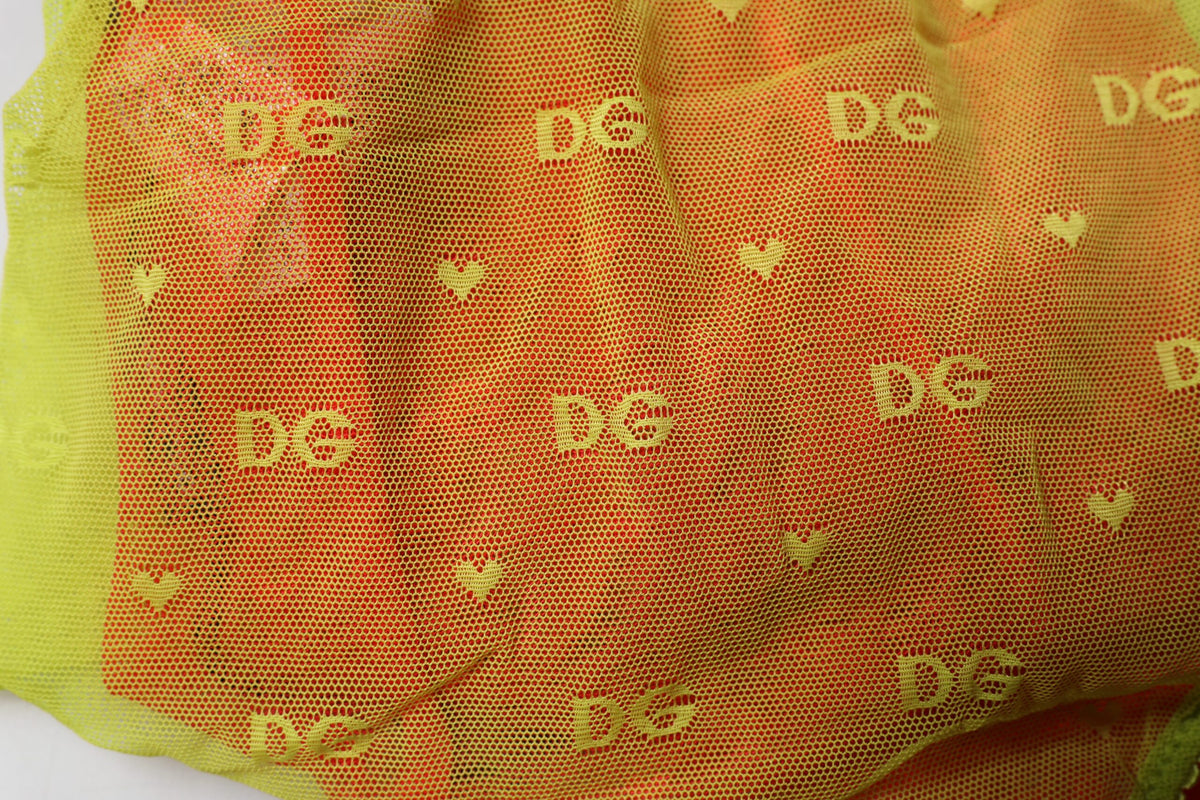 Dolce & Gabbana Red Yellow Tulle Mid Waist Panty Women's Underwear