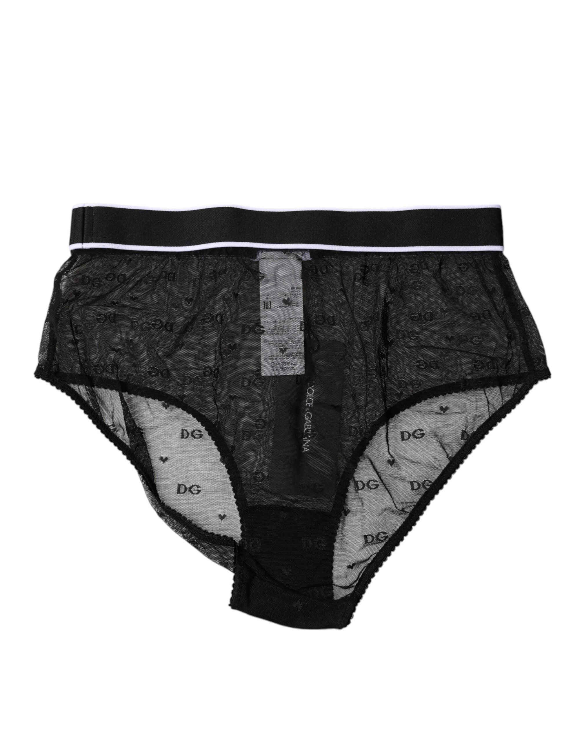 Dolce & Gabbana Black Tulle Nylon Mid Waist Panty Women's Underwear