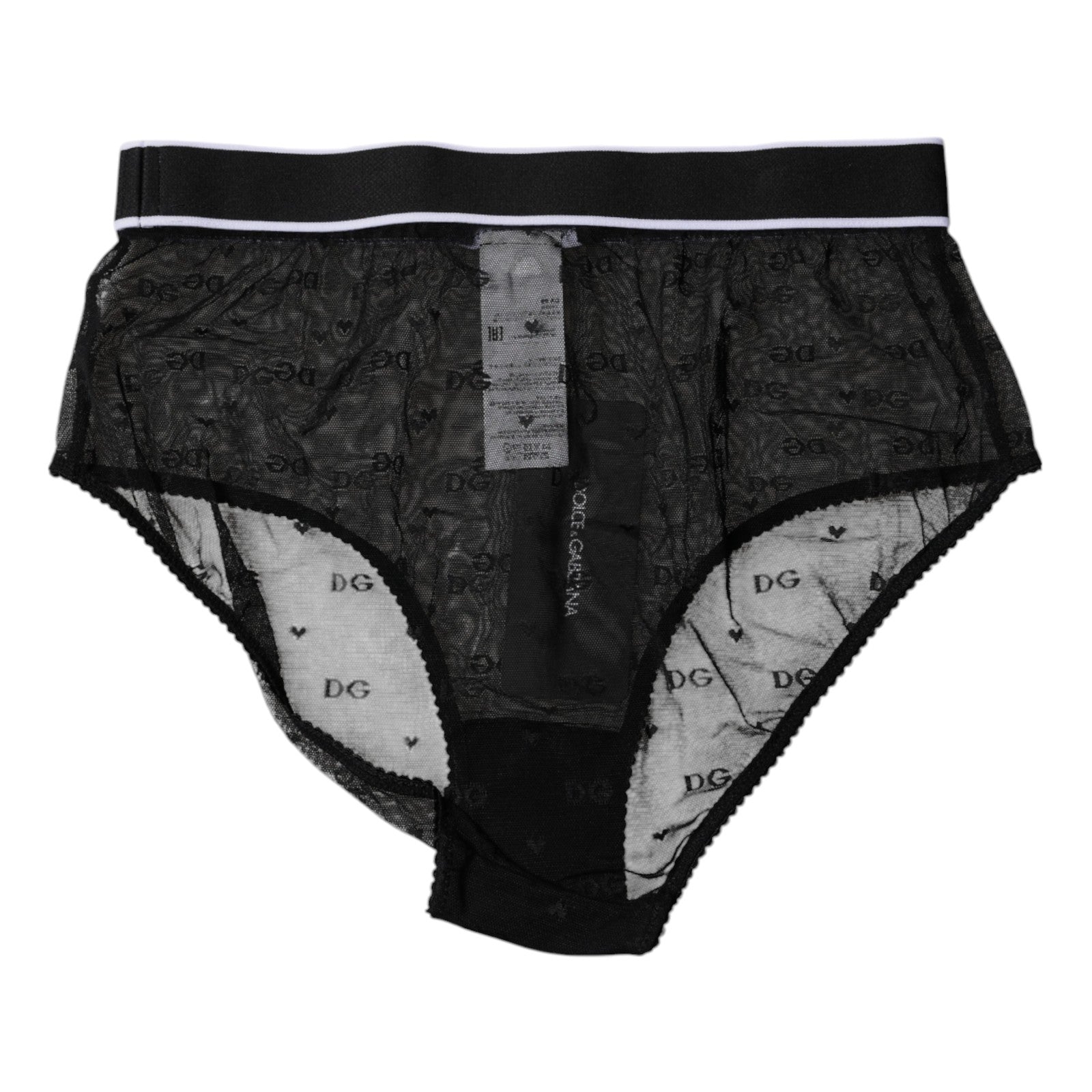 Dolce & Gabbana Black Tulle Nylon Mid Waist Panty Women's Underwear
