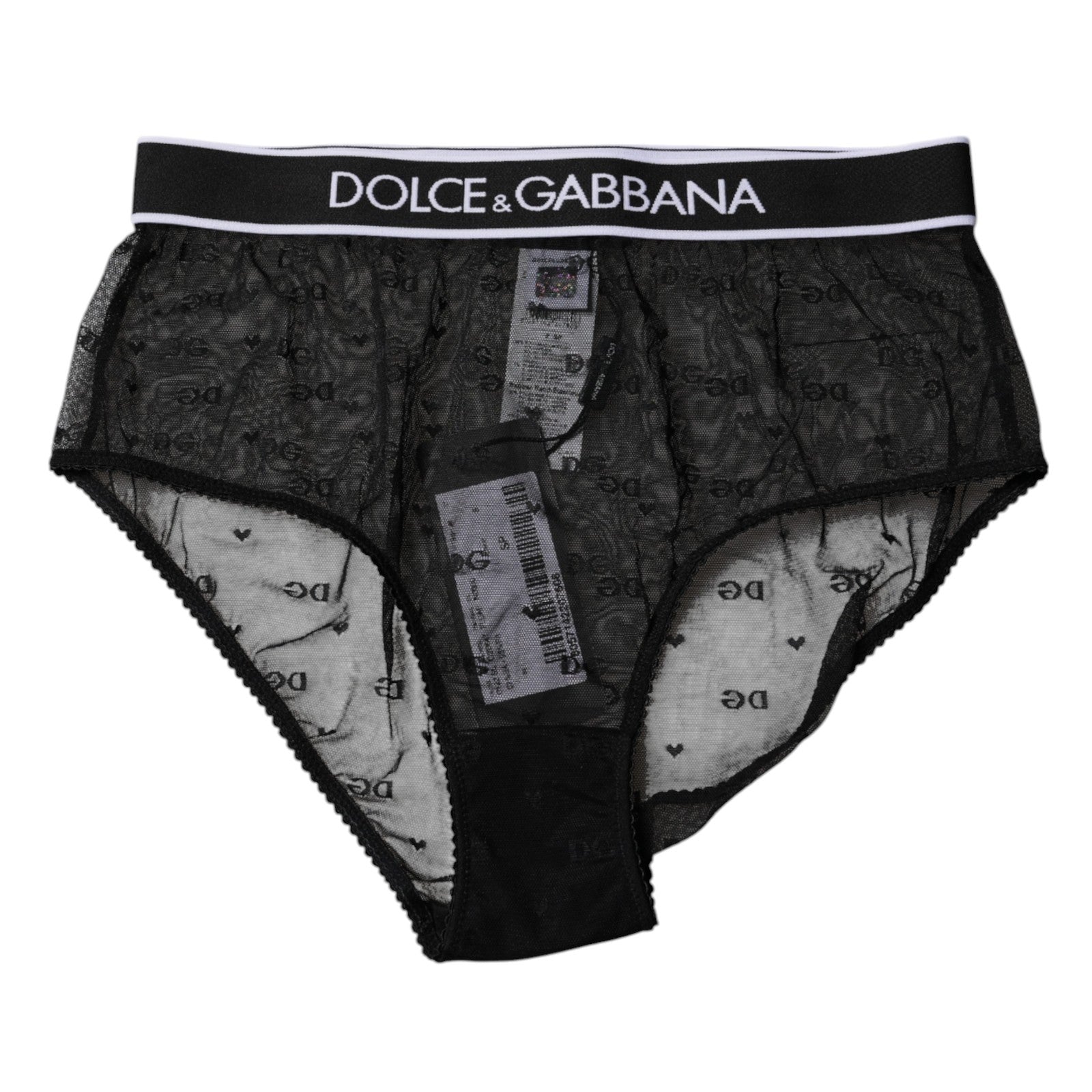 Dolce & Gabbana Black Tulle Nylon Mid Waist Panty Women's Underwear