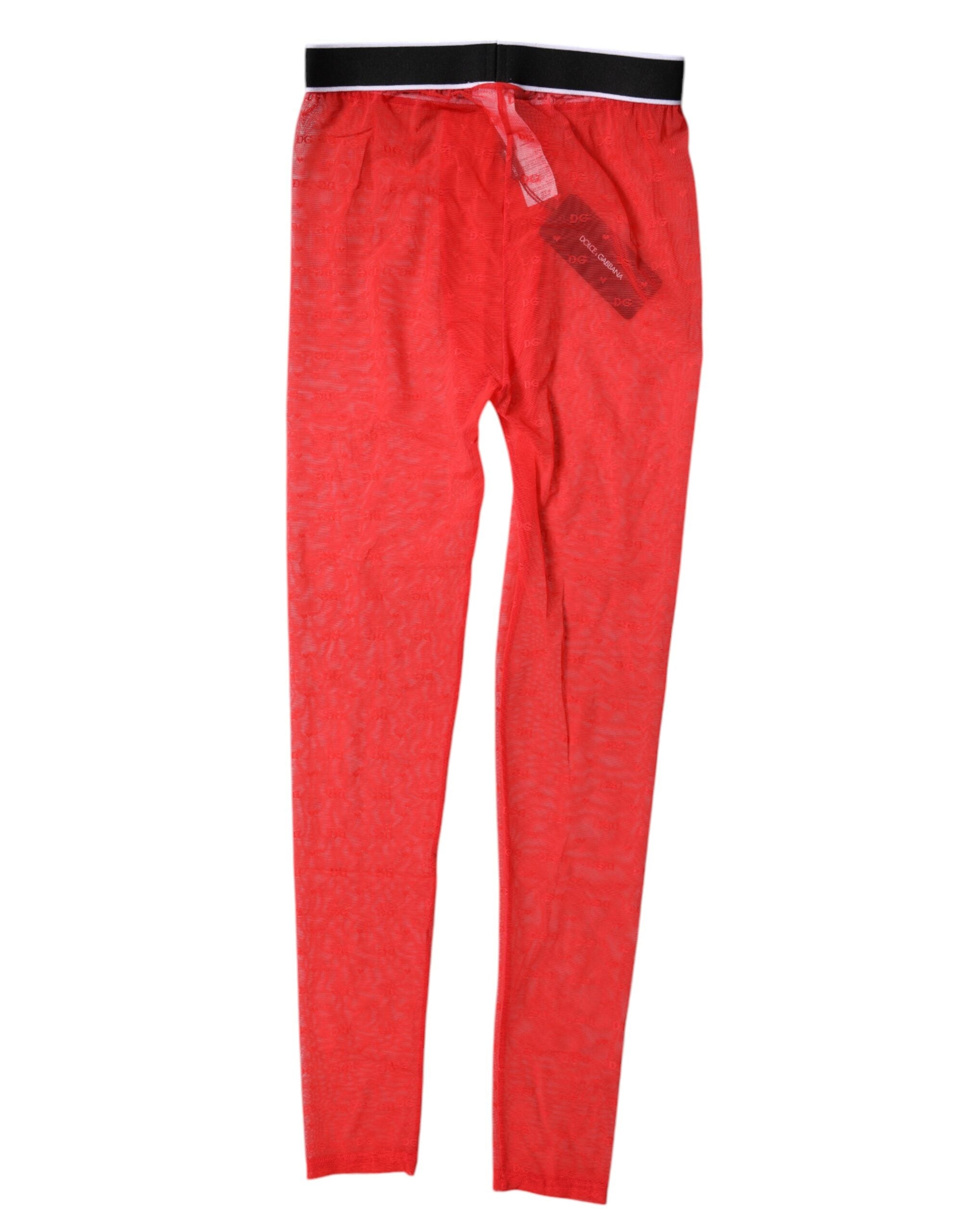Dolce & Gabbana Red Logo Lace Lingerie Tight Pants Women's Underwear