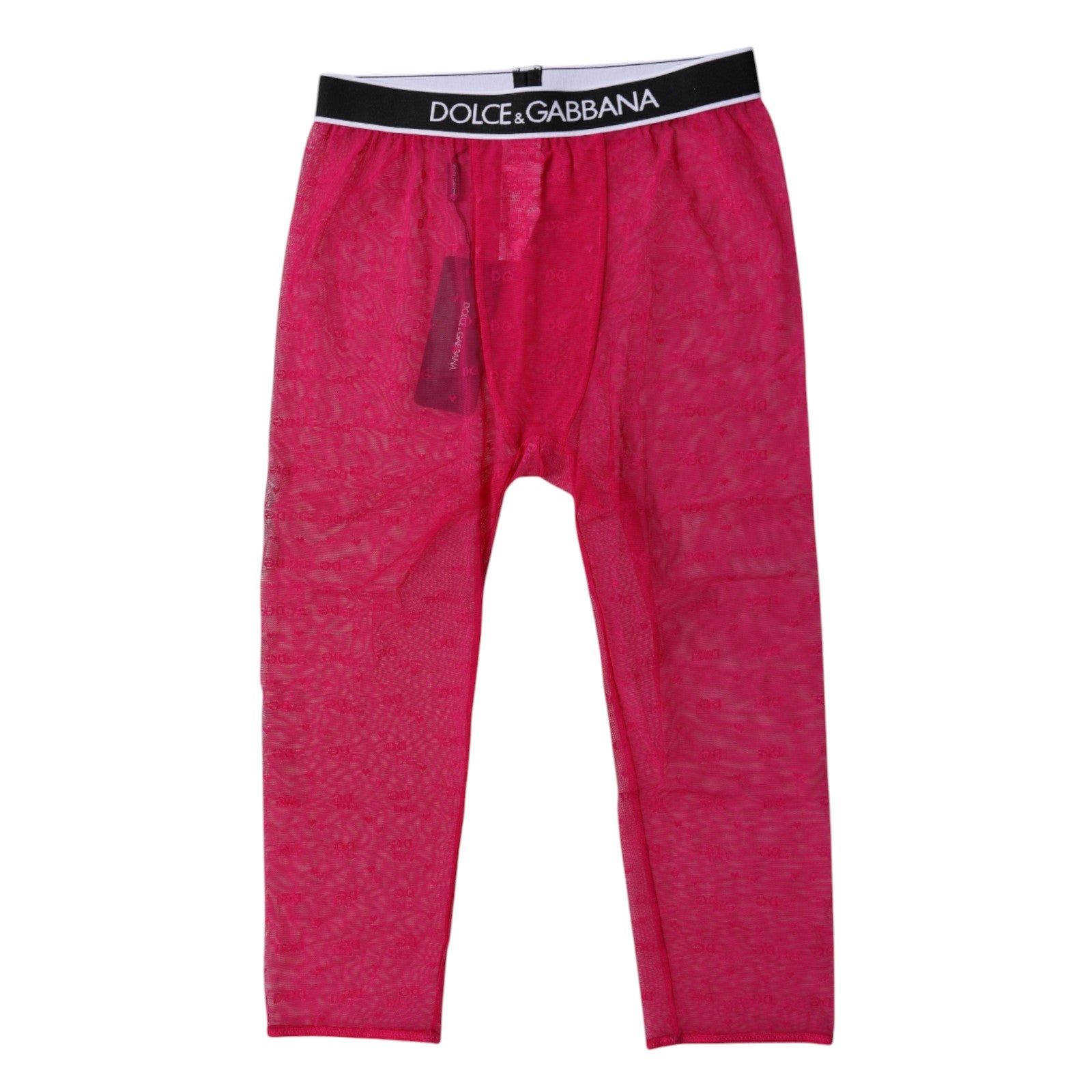 Dolce & Gabbana Fuchsia DG Logo Nylon Cropped Tights Women's Underwear