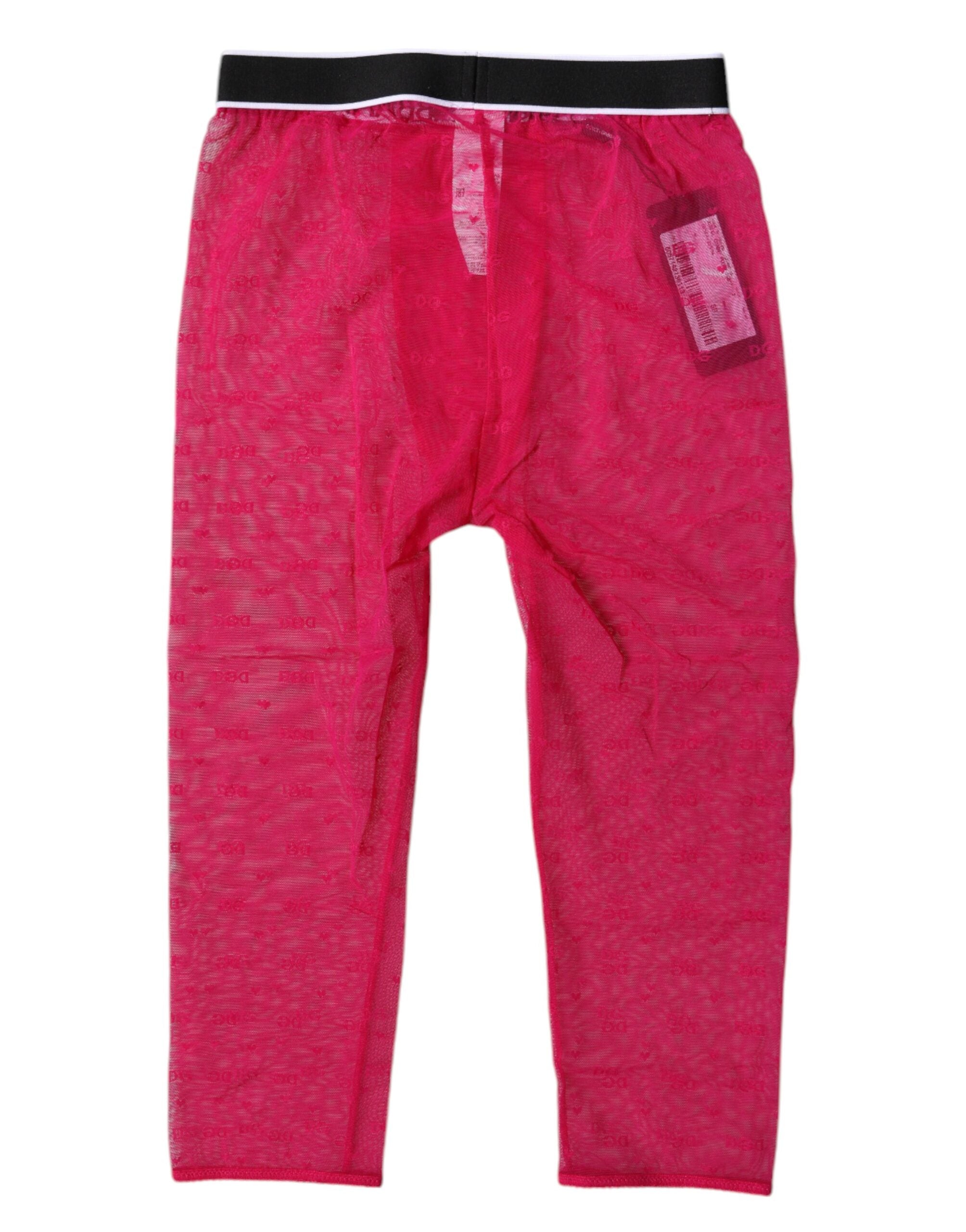 Dolce & Gabbana Fuchsia DG Logo Nylon Cropped Tights Women's Underwear
