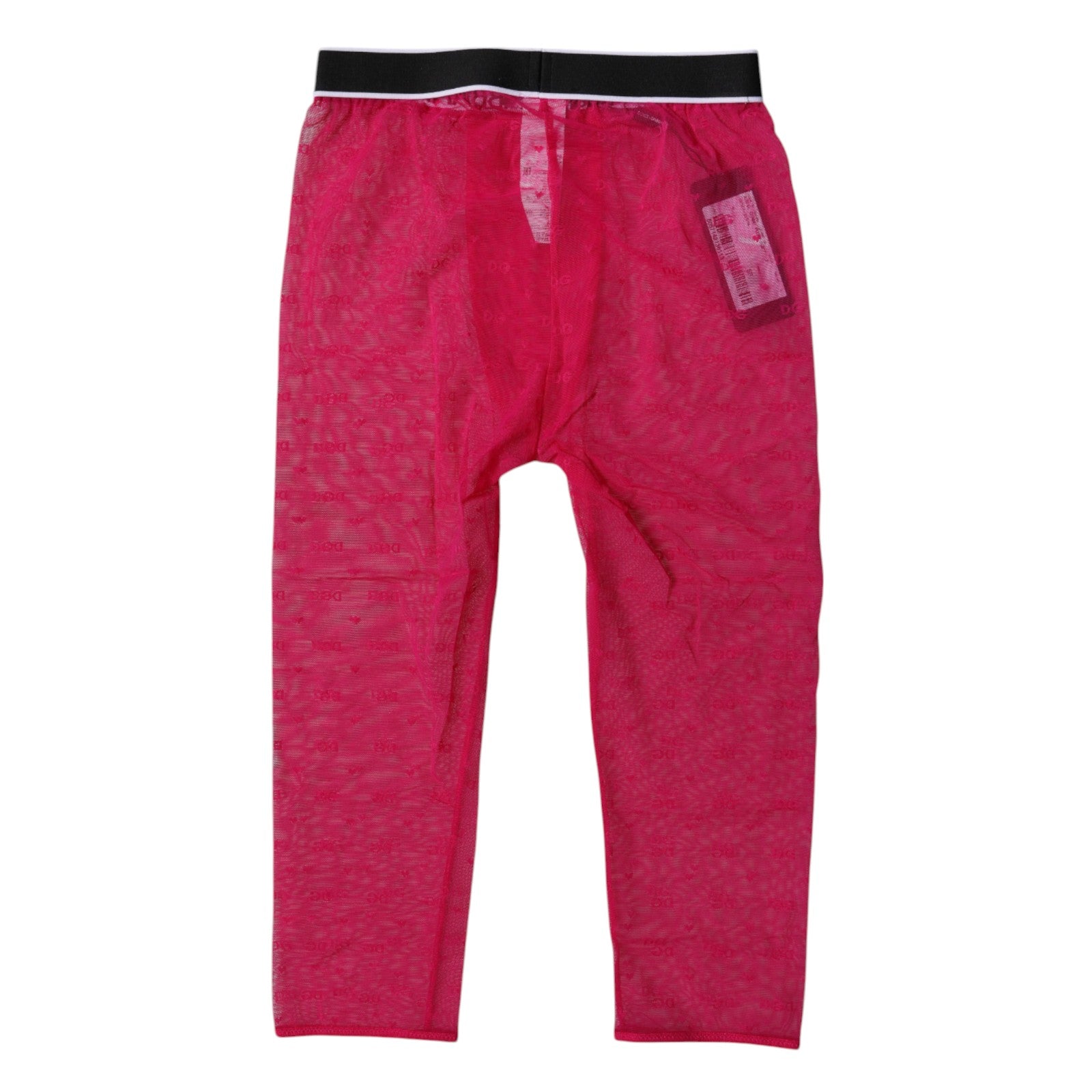 Dolce & Gabbana Fuchsia DG Logo Nylon Cropped Tights Women's Underwear