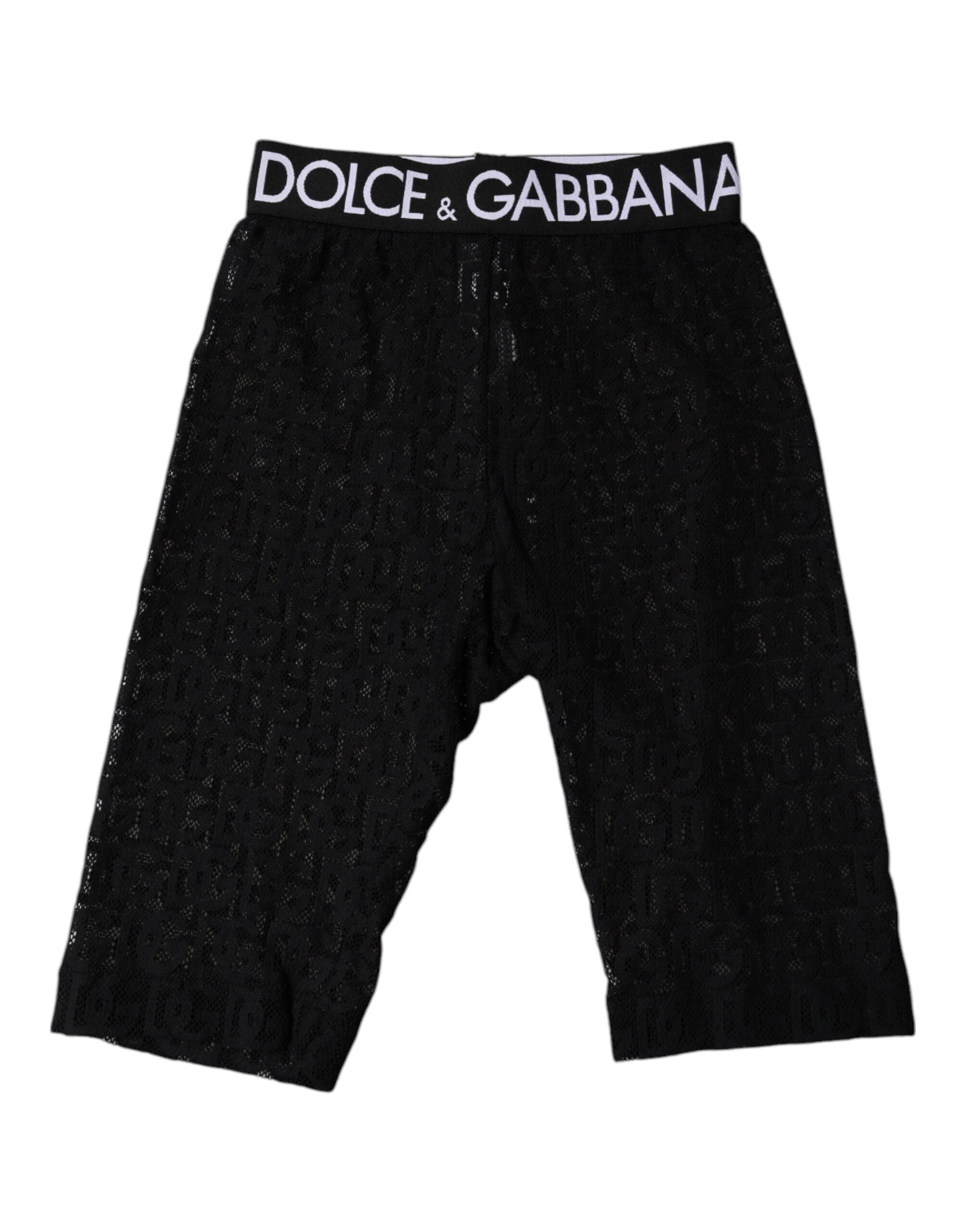 Dolce & Gabbana Black Logo Monogram Cropped Tights Women's Underwear