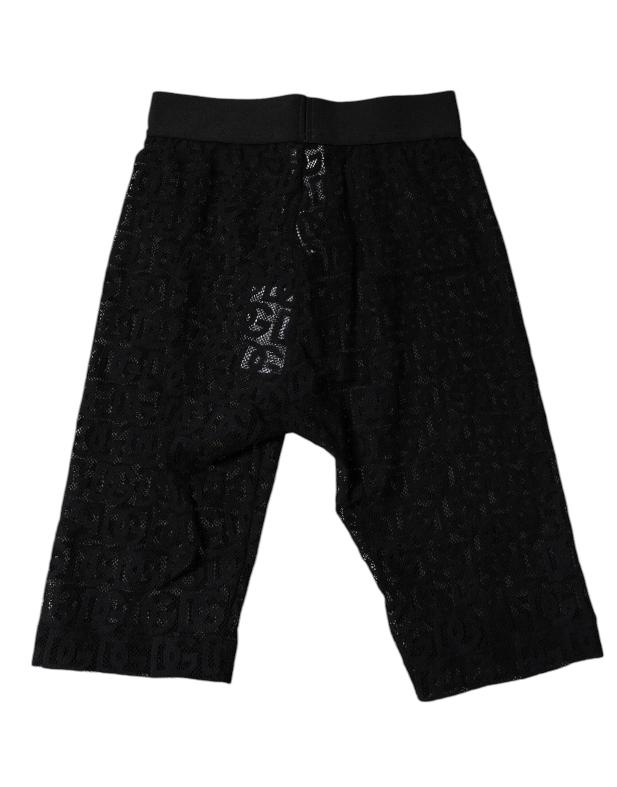 Dolce & Gabbana Black Logo Monogram Cropped Tights Women's Underwear