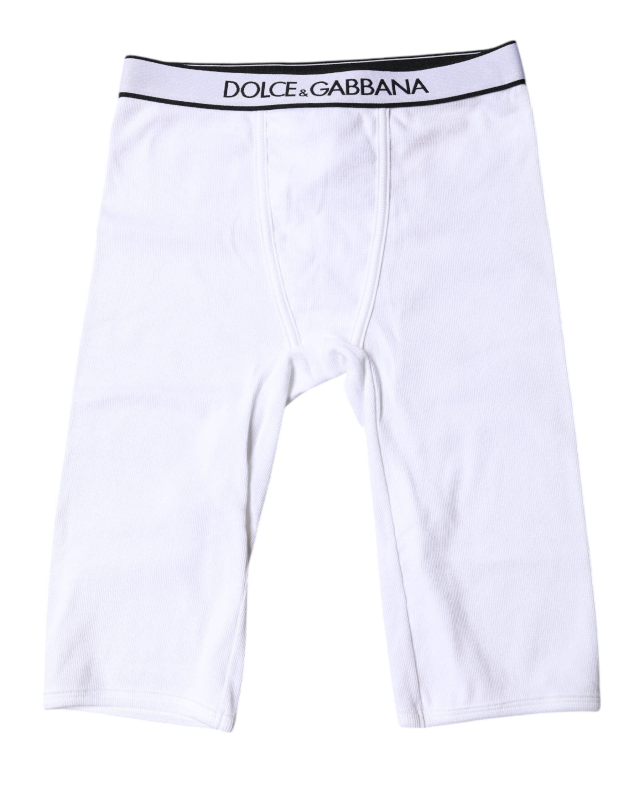 Dolce & Gabbana White Logo Cotton Cropped Tights Women's Underwear