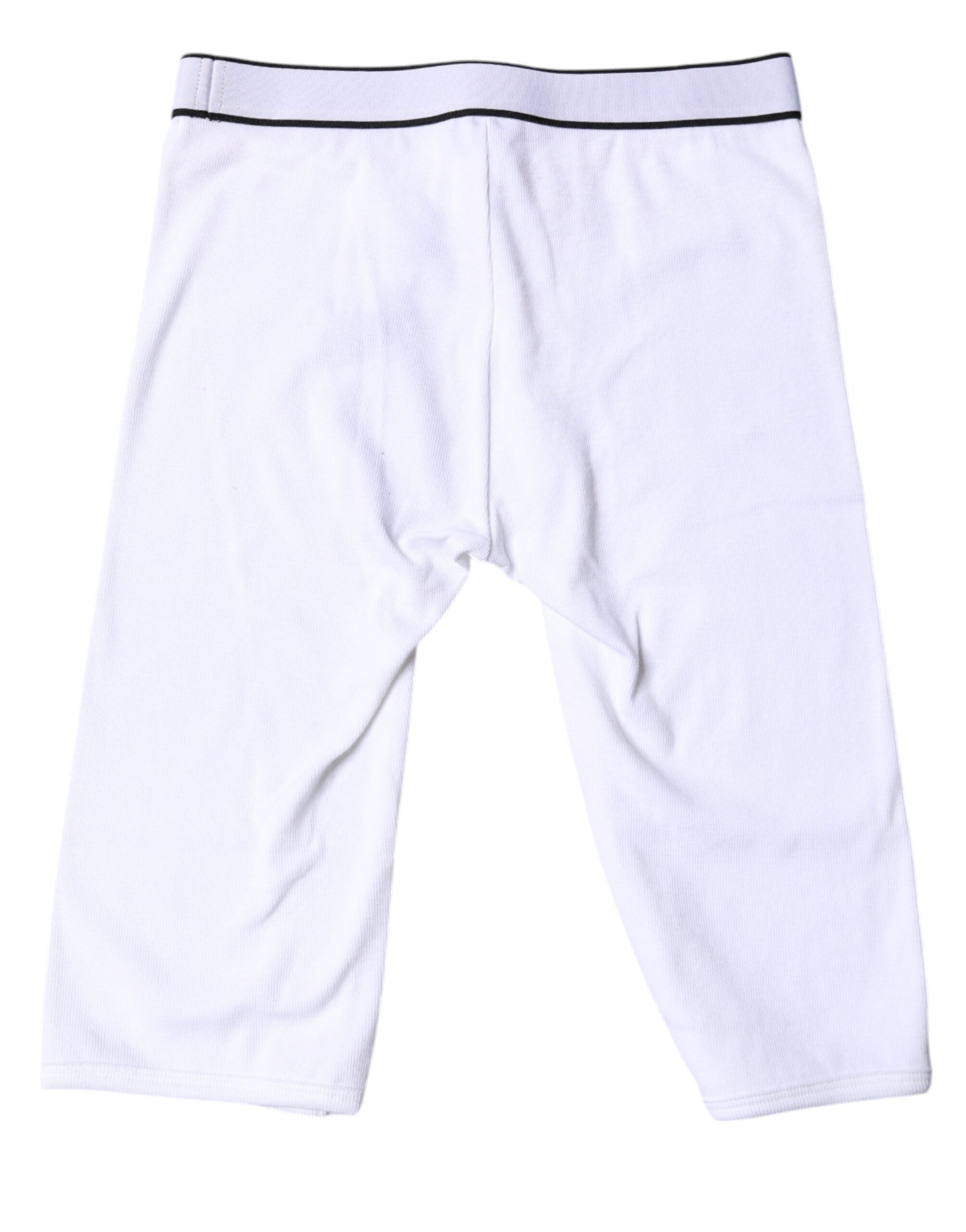 Dolce & Gabbana White Logo Cotton Cropped Tights Women's Underwear