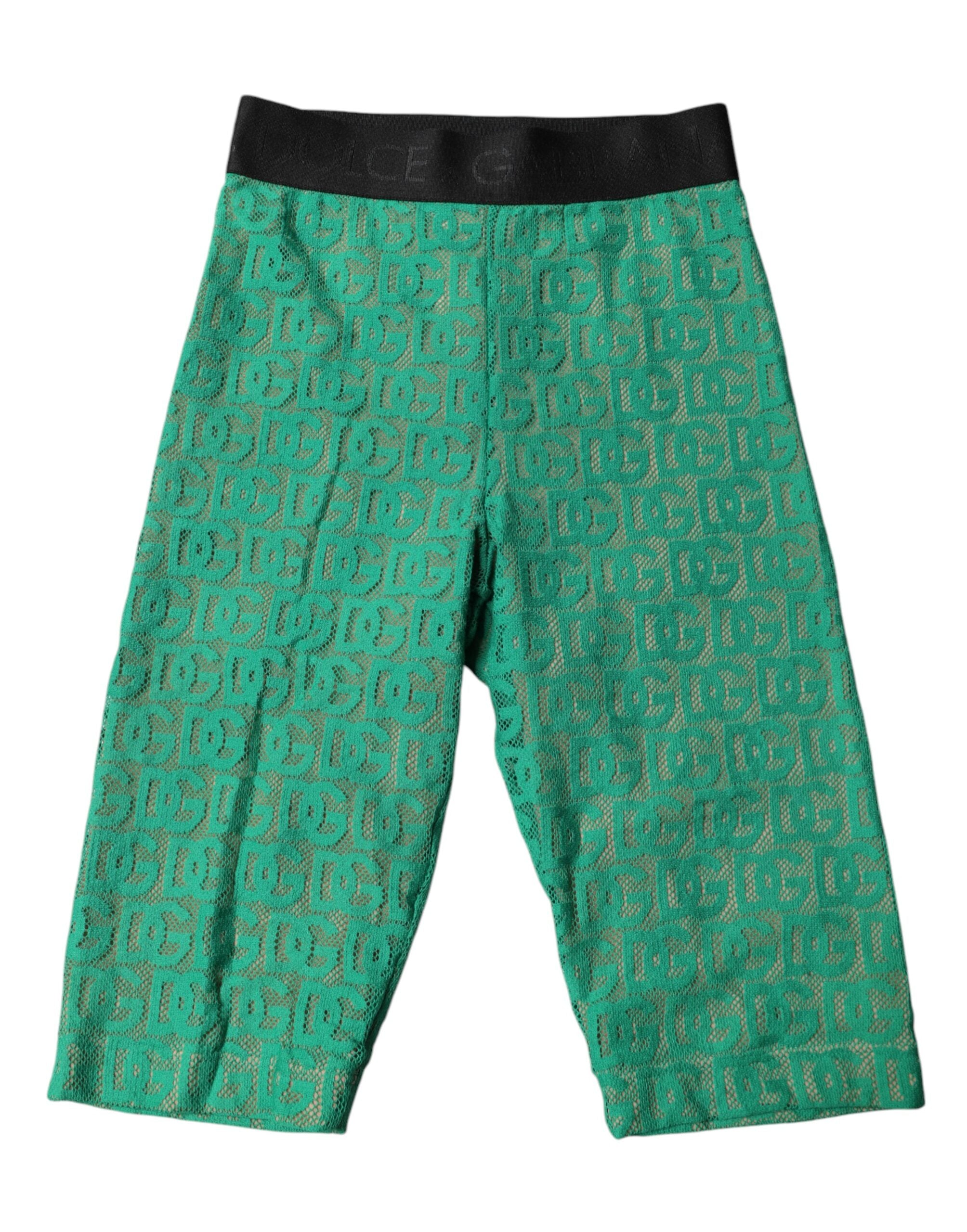 Dolce & Gabbana Green Logo Monogram Cropped Tights Women's Underwear