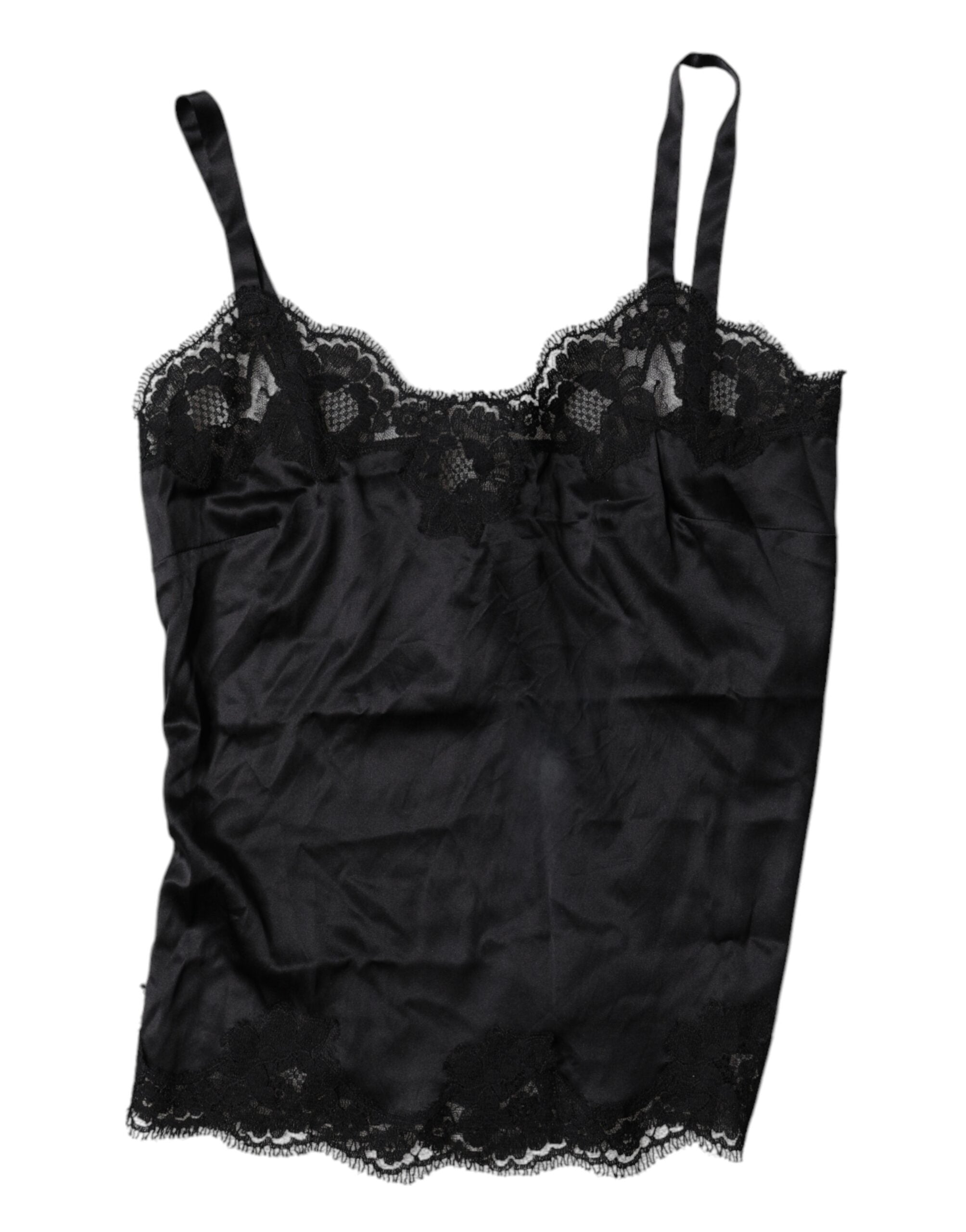 Dolce & Gabbana Black Lace Silk Blend Camisole Top Women's Underwear (Pre-Owned)