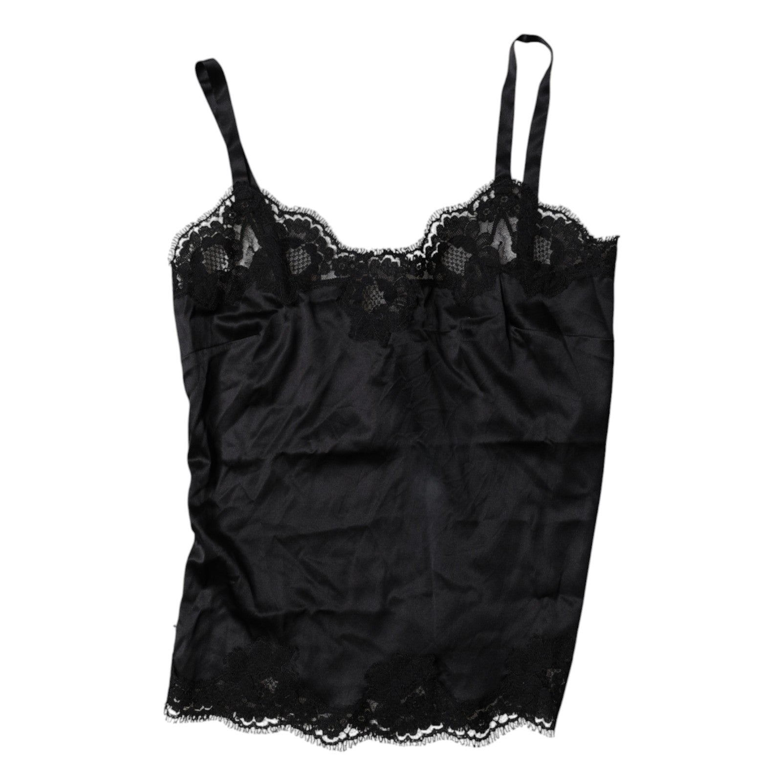 Dolce & Gabbana Black Lace Silk Blend Camisole Top Women's Underwear (Pre-Owned)