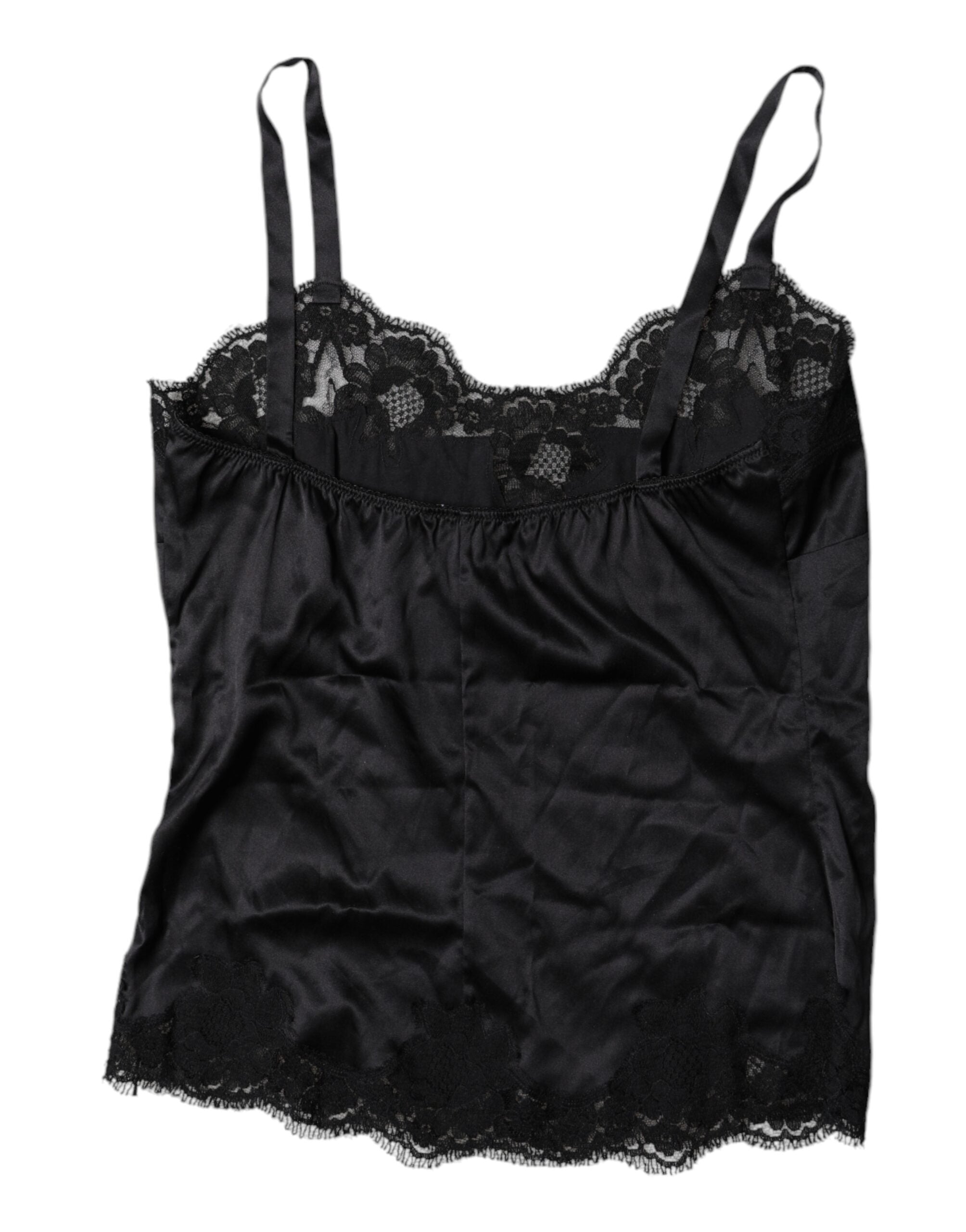 Dolce & Gabbana Black Lace Silk Blend Camisole Top Women's Underwear (Pre-Owned)