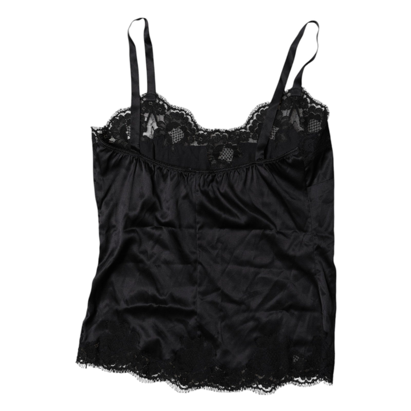 Dolce & Gabbana Black Lace Silk Blend Camisole Top Women's Underwear (Pre-Owned)