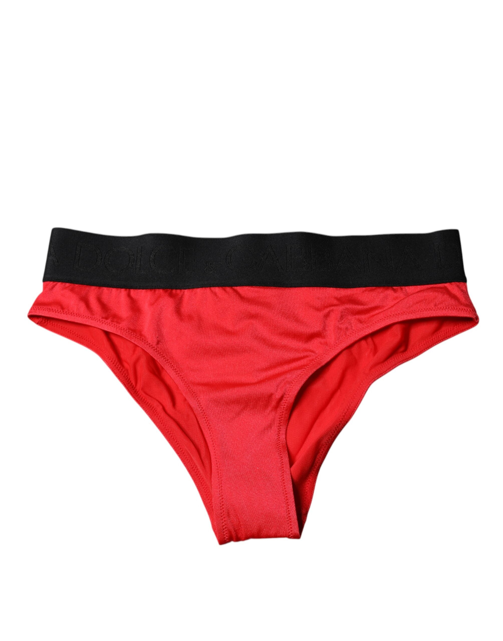 Dolce & Gabbana Red Nylon Stretch Mid Waist Panty Women's Underwear