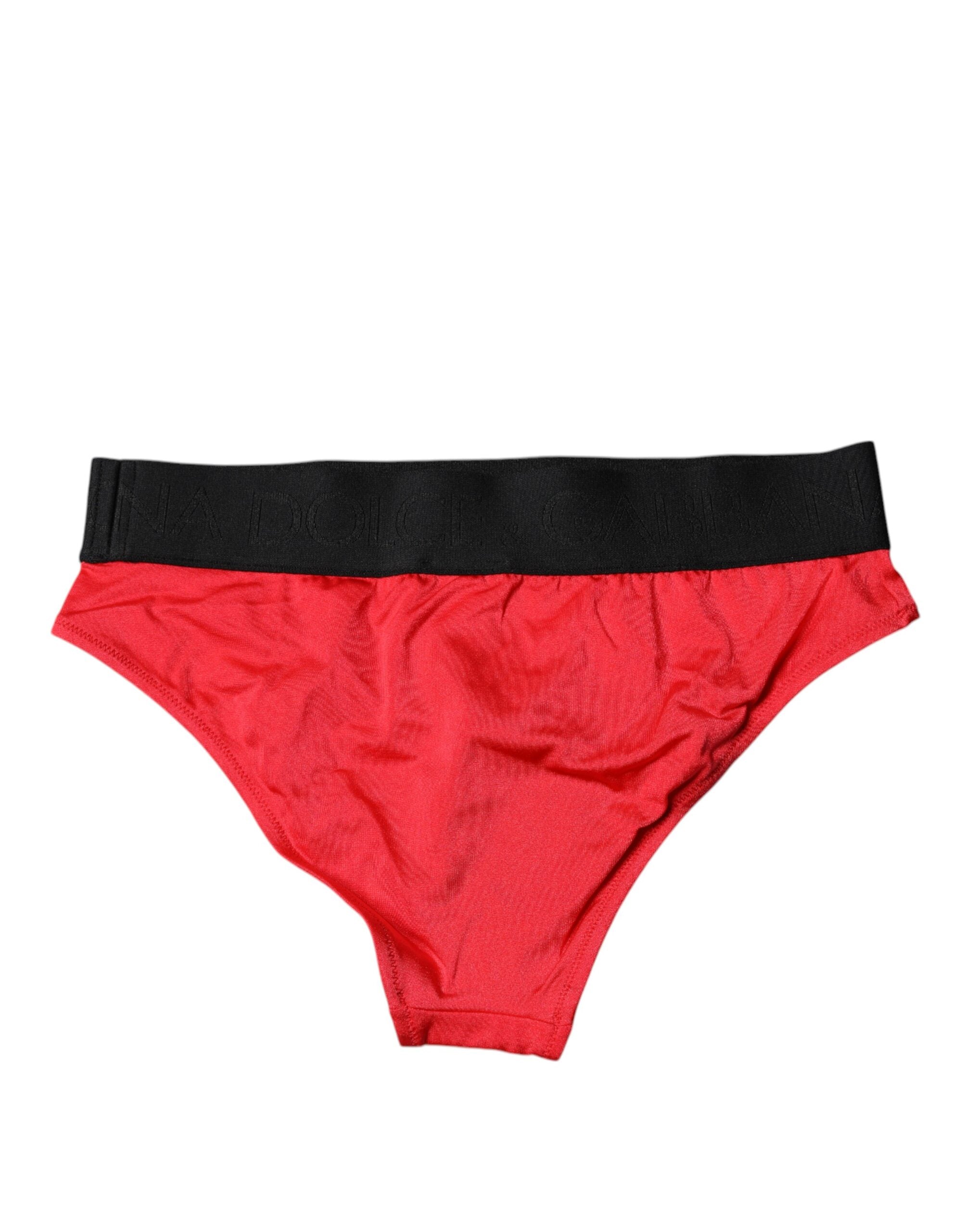 Dolce & Gabbana Red Nylon Stretch Mid Waist Panty Women's Underwear