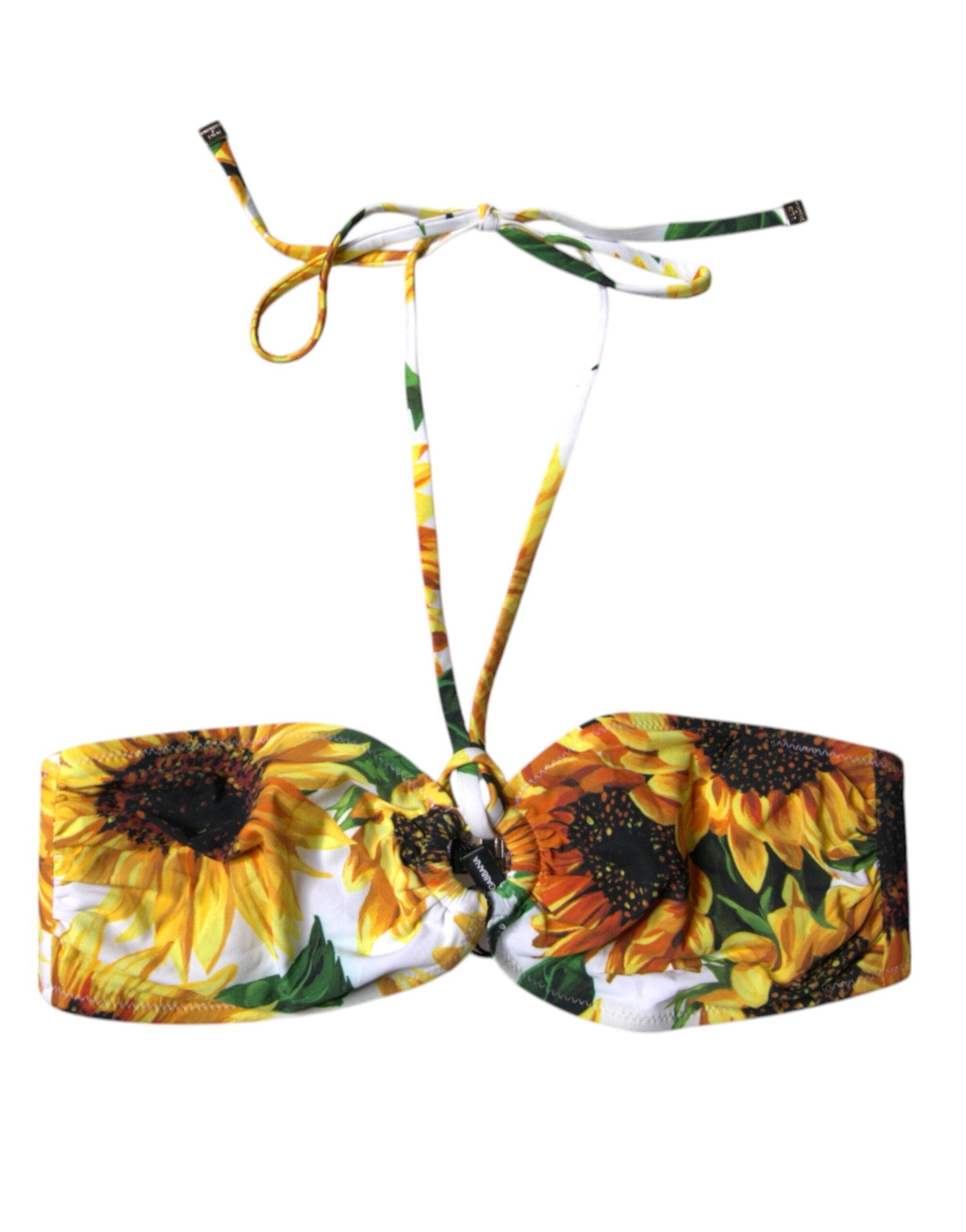 Dolce & Gabbana Multicolor Floral Halter Beachwear Bikini Top Women's Swimwear