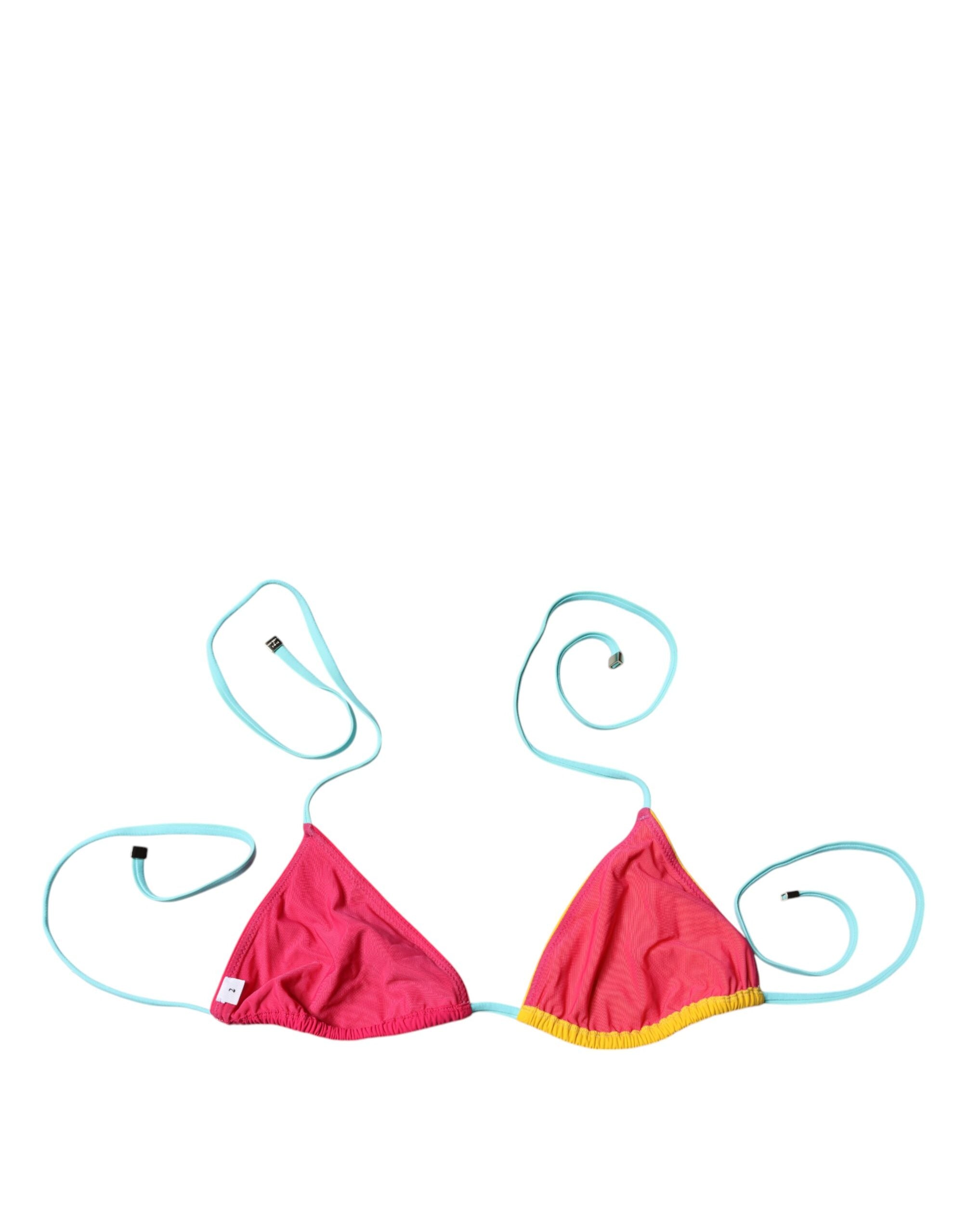 Dolce & Gabbana Multicolor Halter Beachwear Bikini Top Women's Swimwear