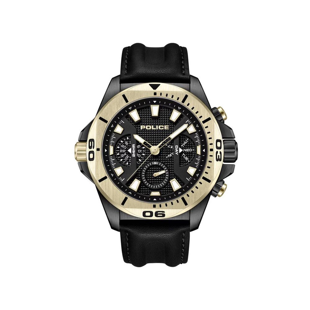 Police Black Leather Leather Men's Watch