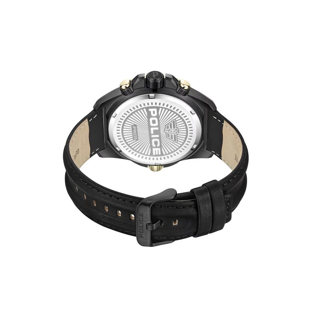 Police Black Leather Leather Men's Watch