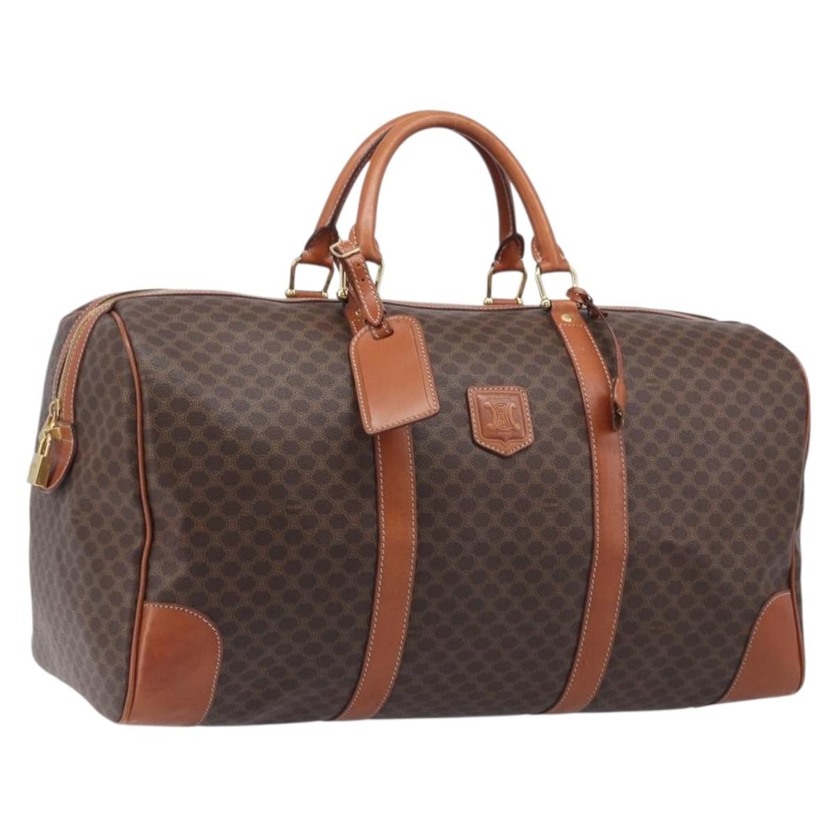 Celine Vintage Duffle Macadam Coated Canvas Brown Canvas Handbag (Pre-Owned)
