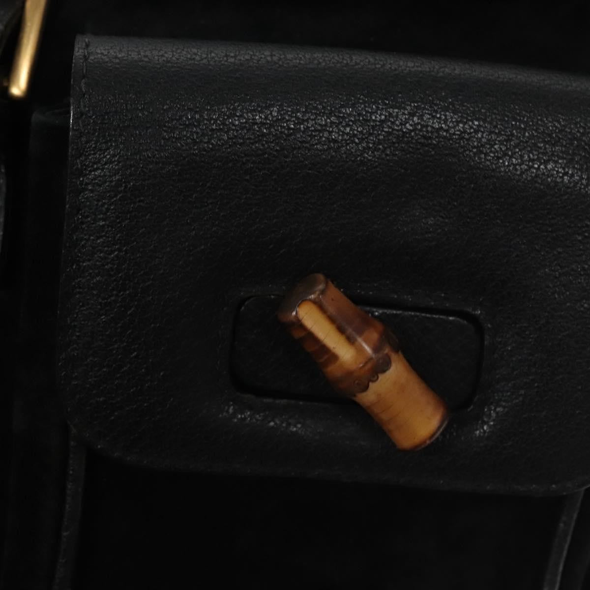 Gucci Vintage Bamboo Suede Black Suede Backpack Bag (Pre-Owned)
